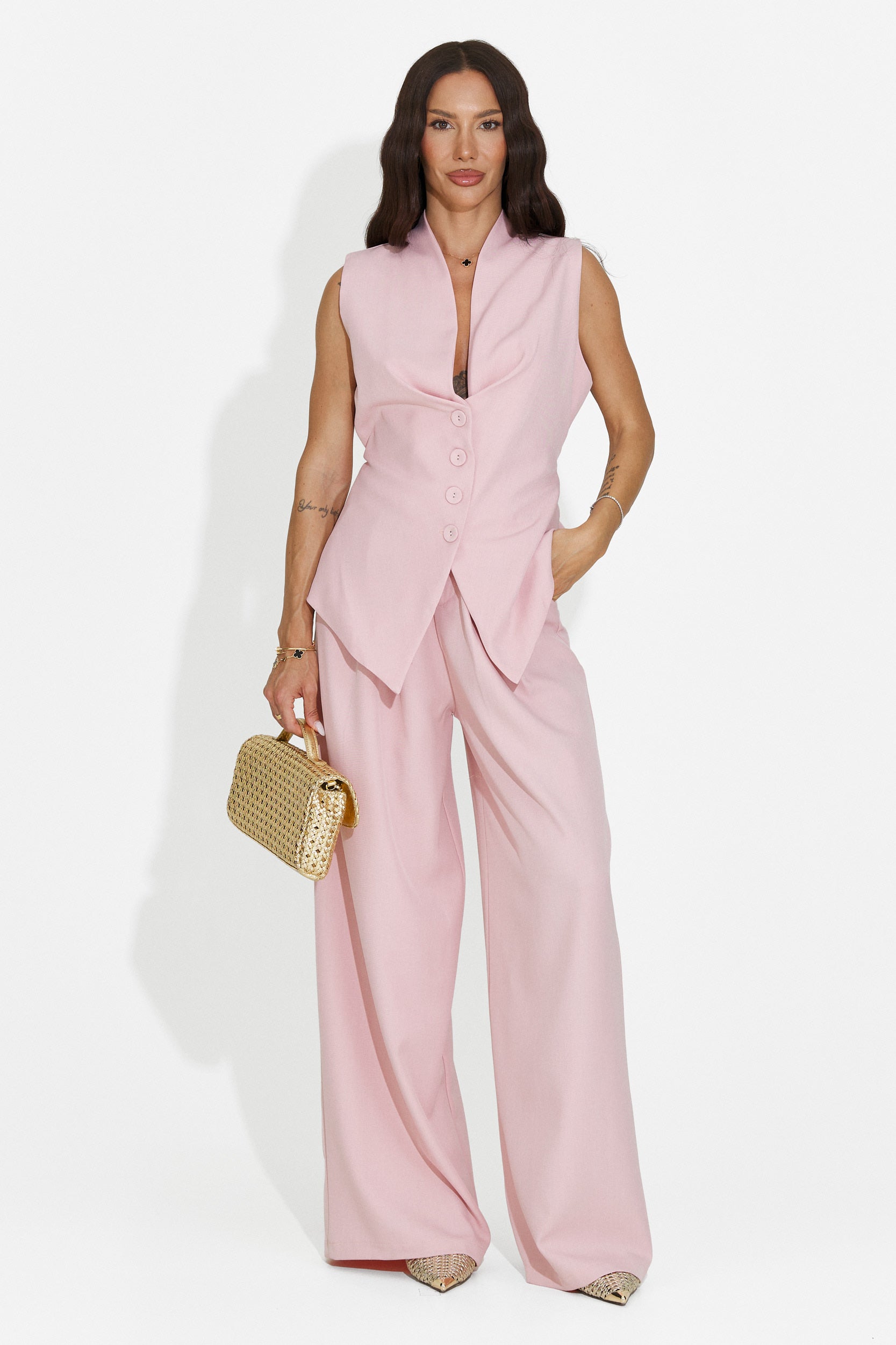 Completo donna gilet + pantaloni rosa Chelora Bogas