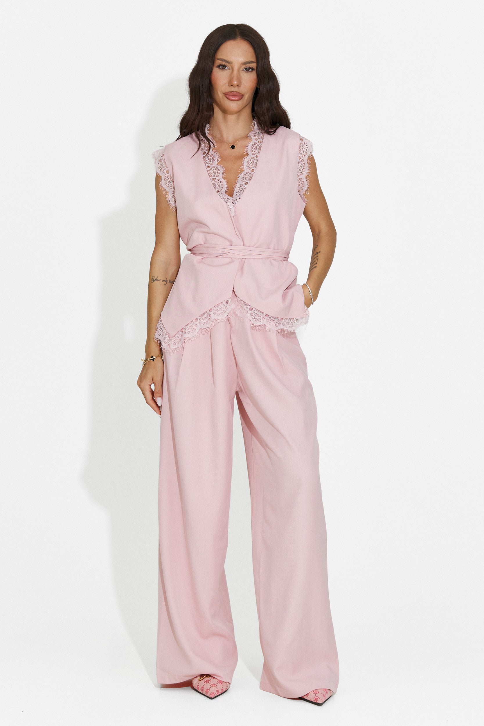 Completo donna gilet + pantaloni rosa Felania Bogas