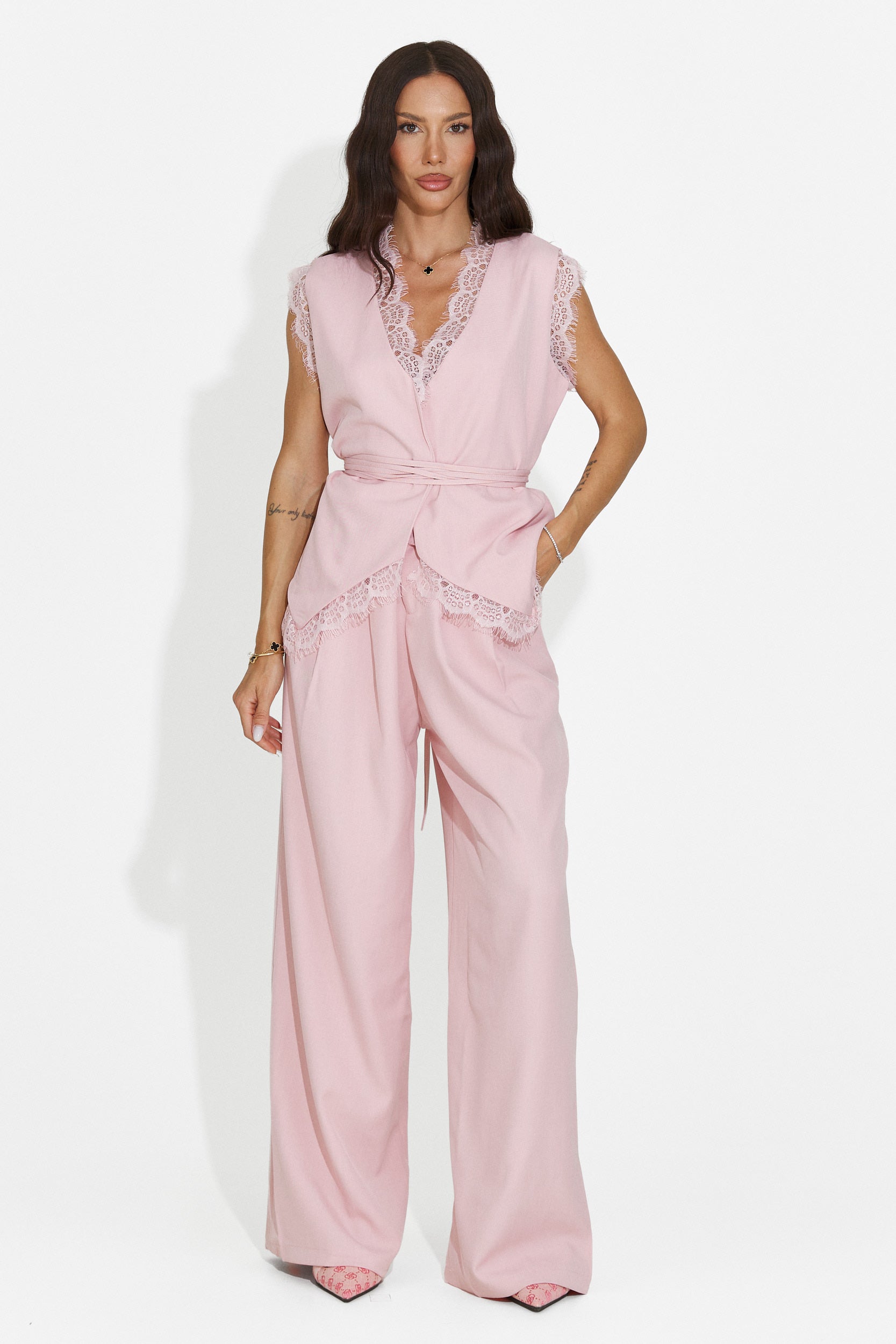 Completo donna gilet + pantaloni rosa Felania Bogas