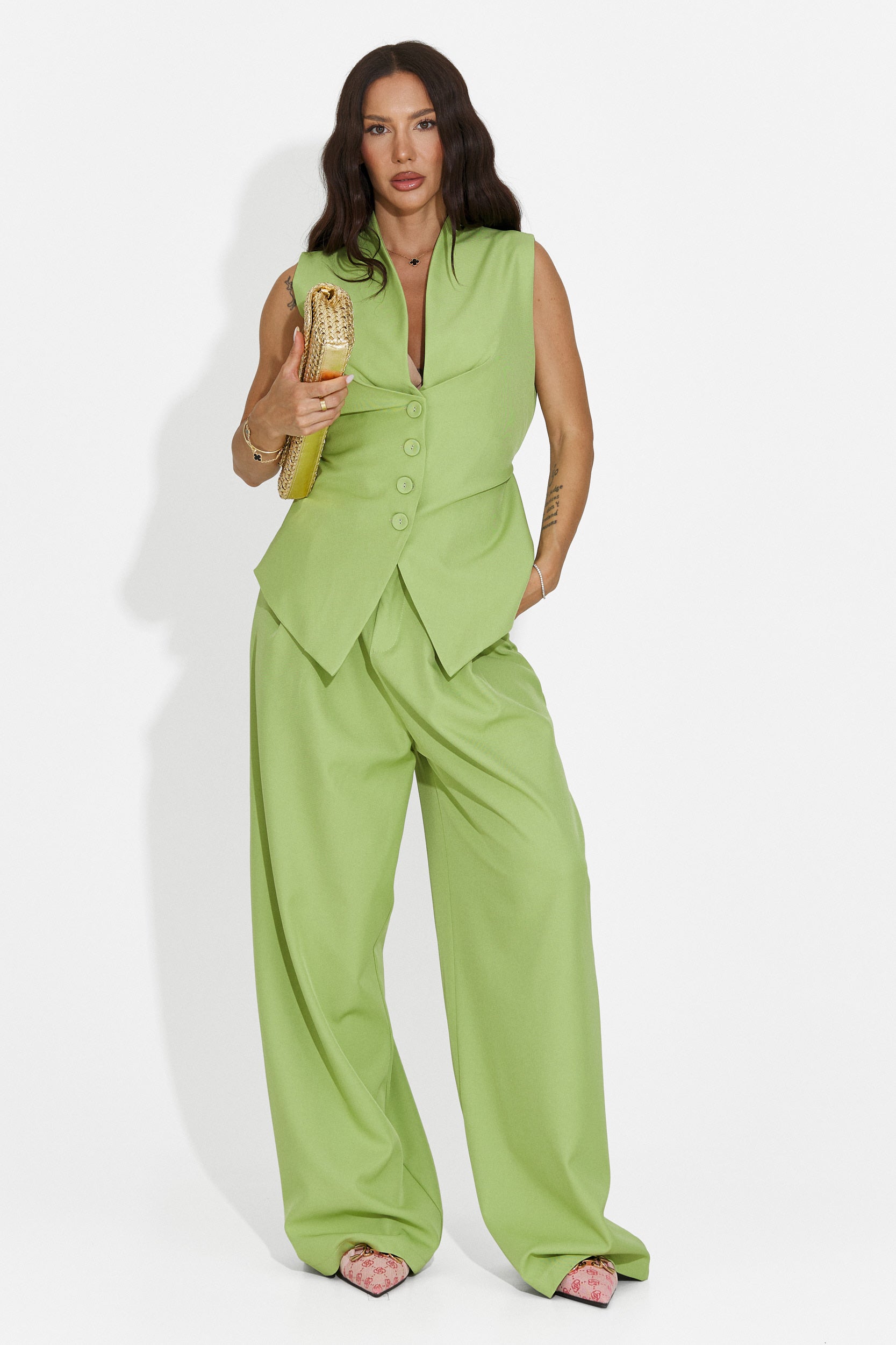 Completo donna gilet + pantaloni verdi Chelora Bogas