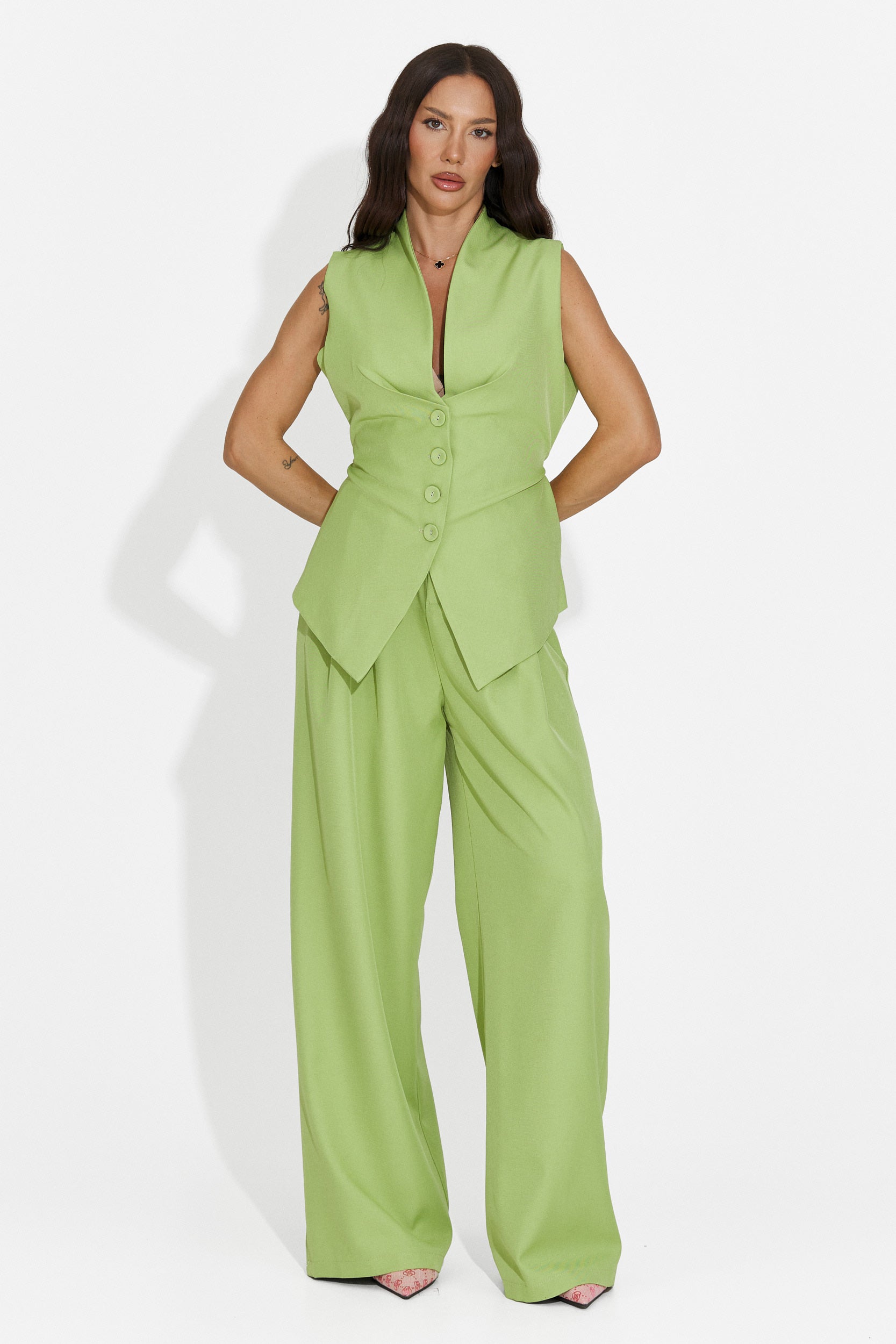 Completo donna gilet + pantaloni verdi Chelora Bogas