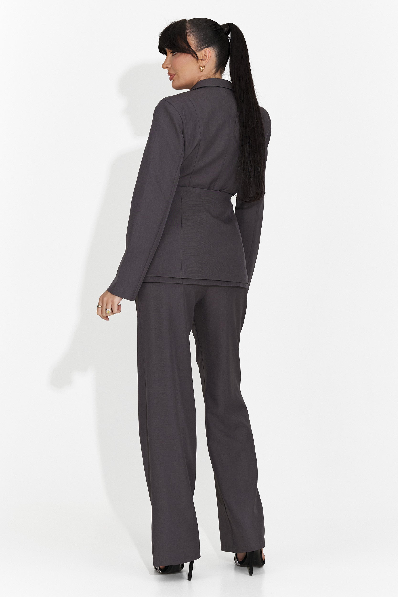 Abito da donna a 3 pezzi giacca + corsetto + pantaloni grigi Gl