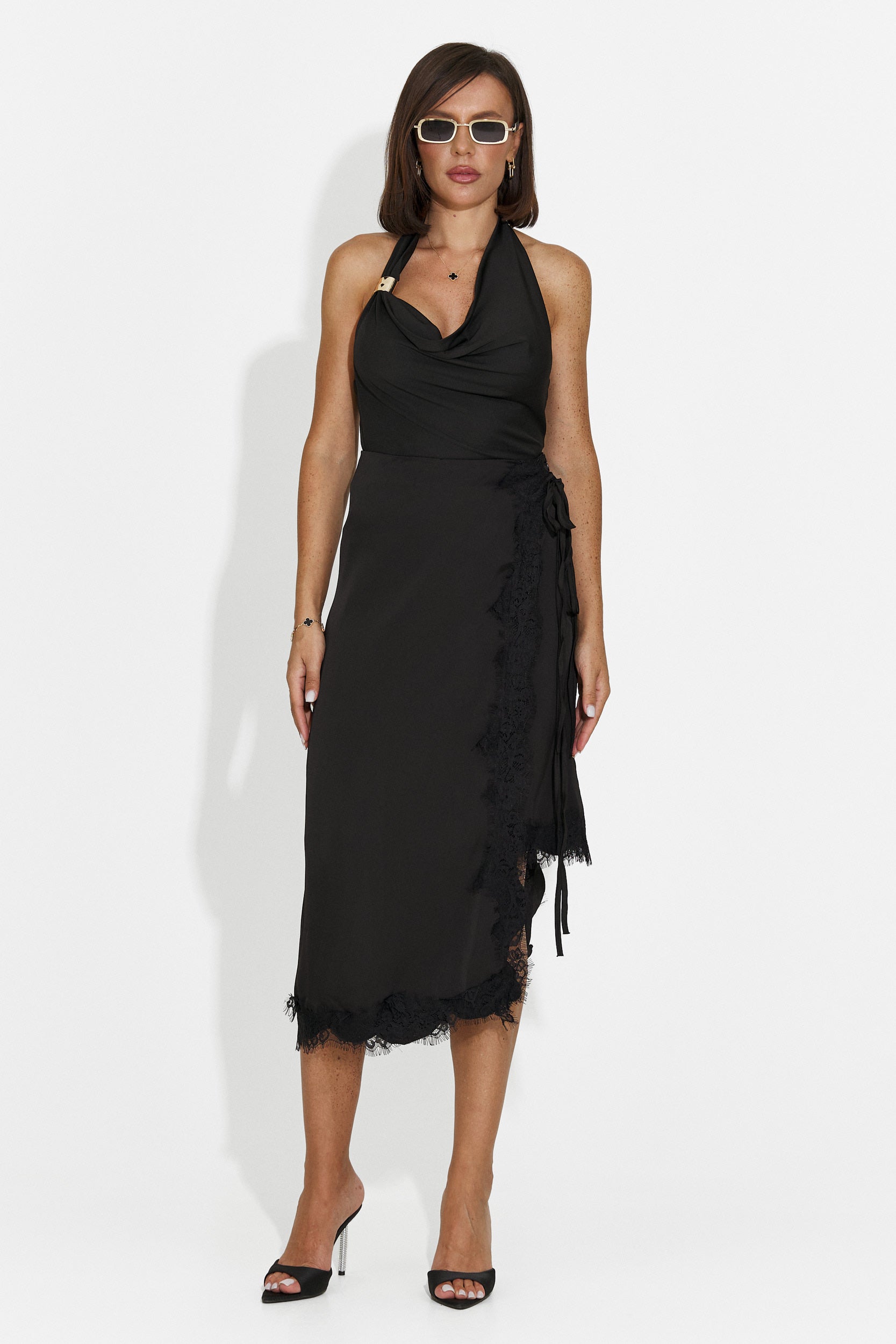 Gonna donna elegante nera Maryus Bogas