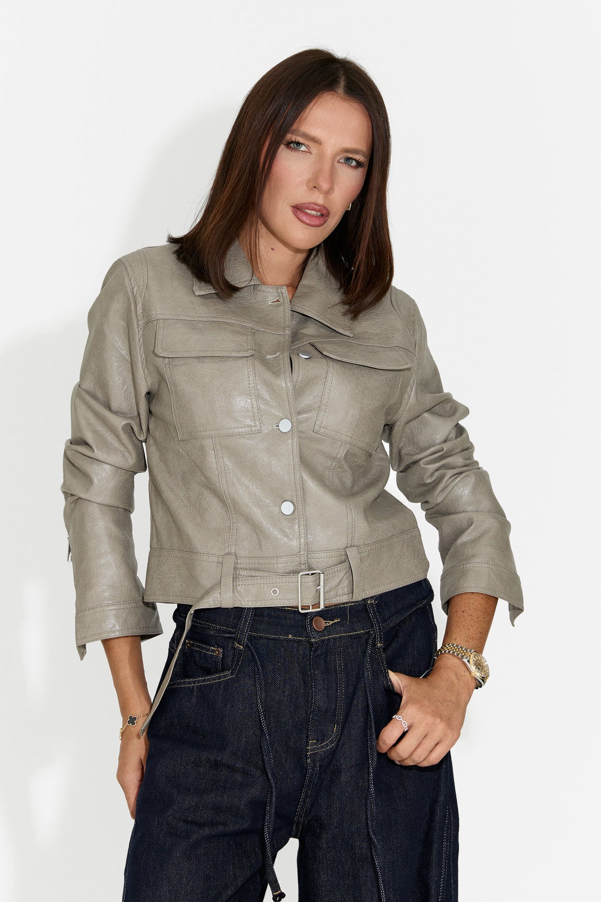 Giacca casual da donna grigia Muvoeria Bogas