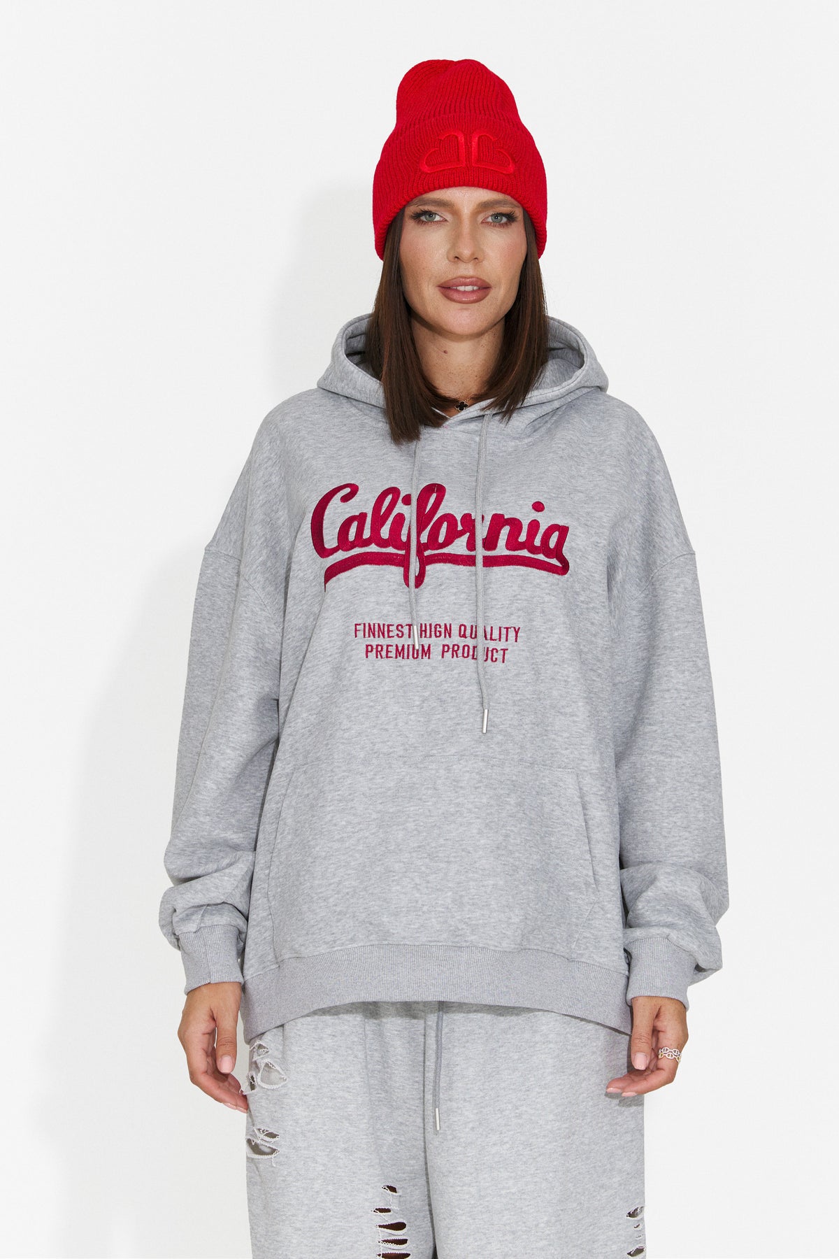 Hanorac casual gri inchis Velzeisa Bogas