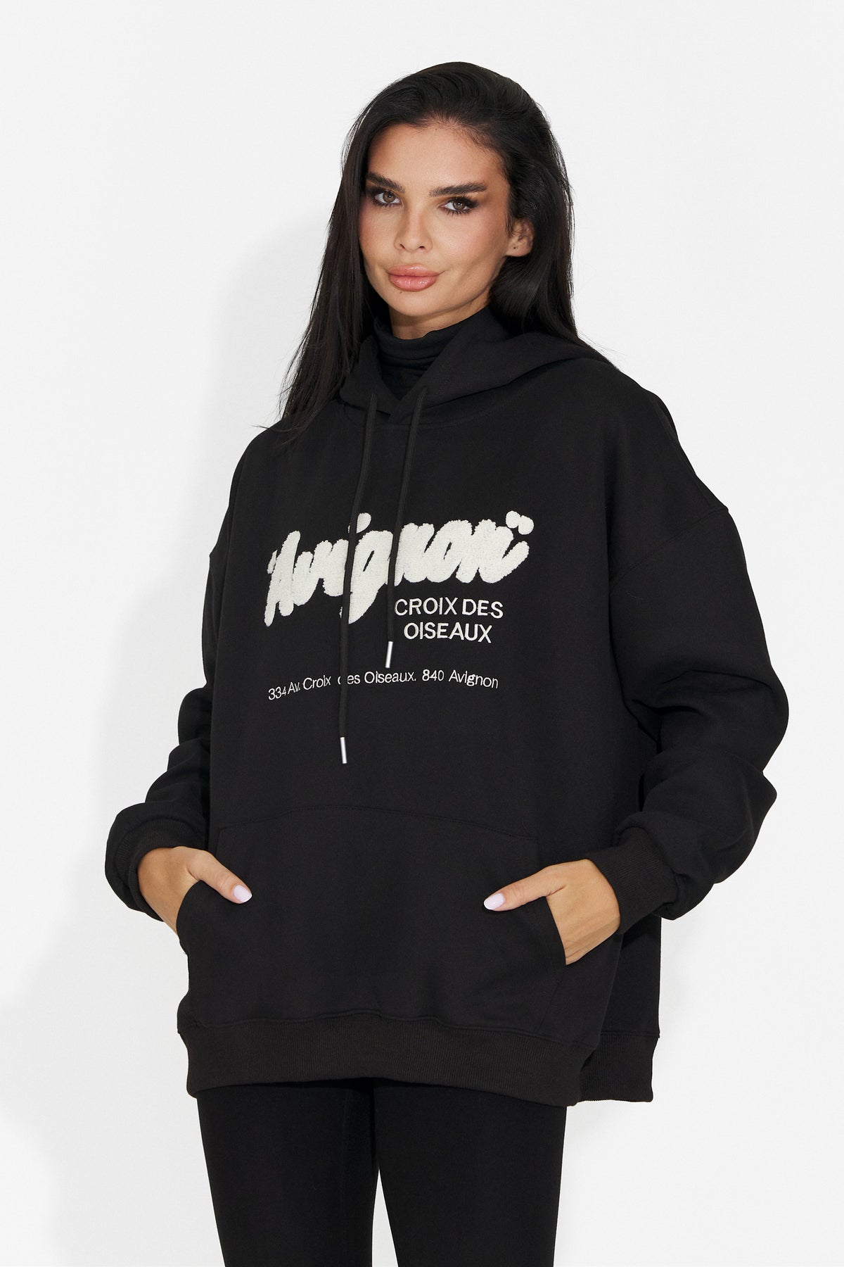 Hanorac casual negru Valotdiva Bogas