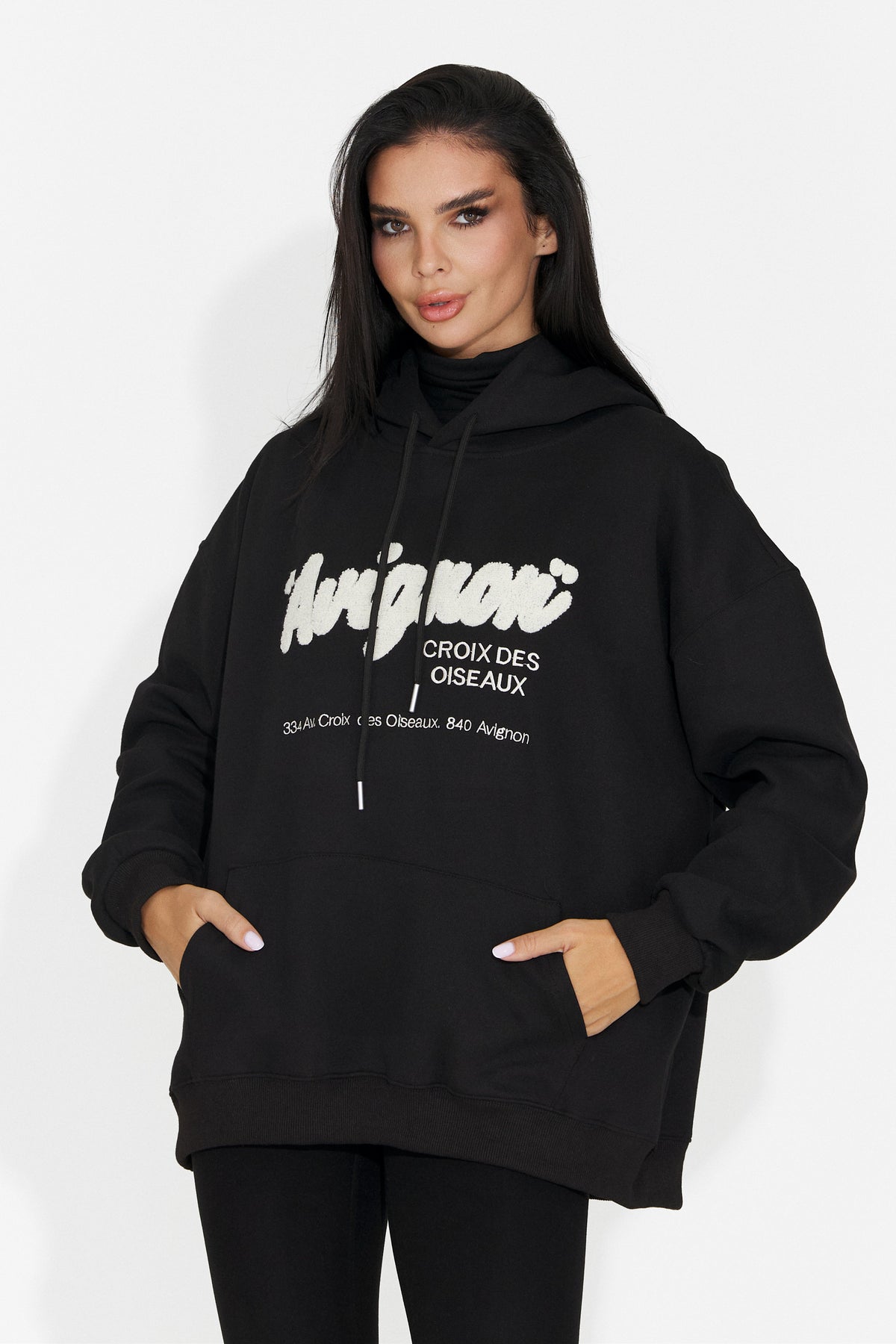 Hanorac casual negru Valotdiva Bogas