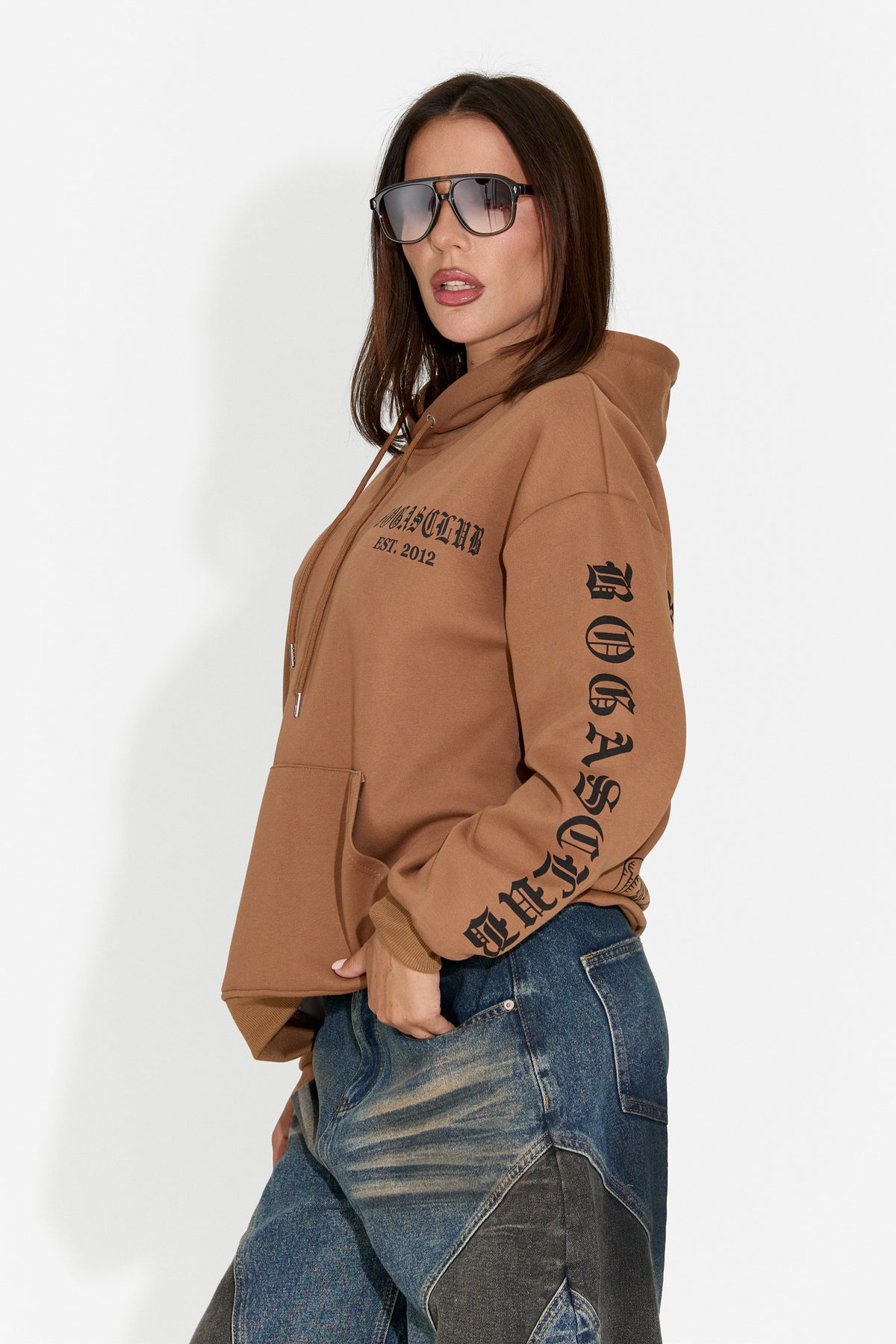 Felpa da donna casual marrone Perdela Bogas