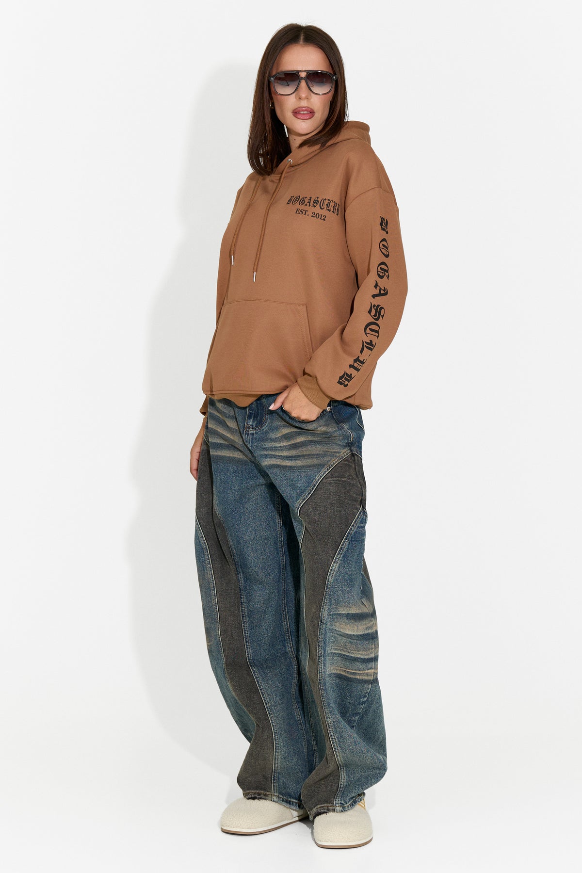 Felpa da donna casual marrone Perdela Bogas