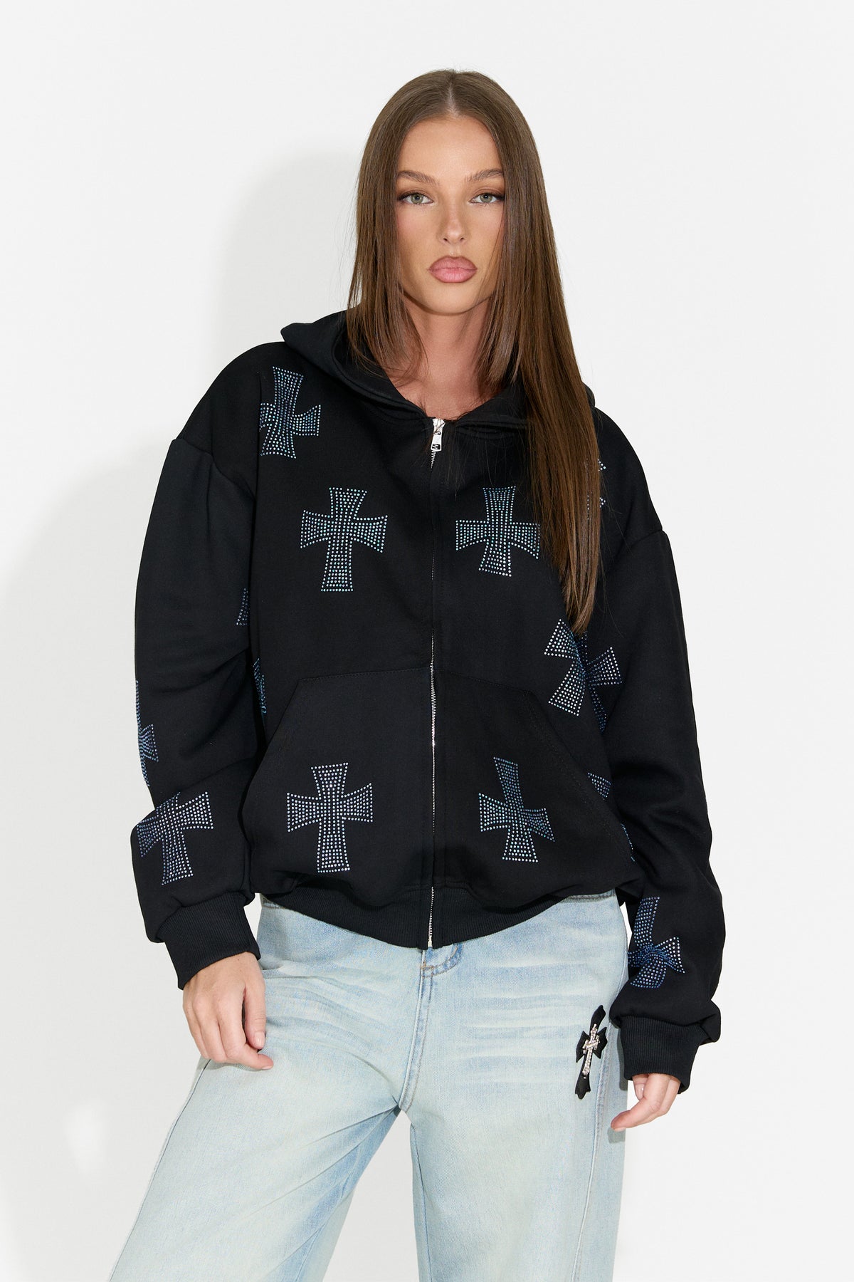 Felpa con cappuccio casual da donna nera Hancy Bogas