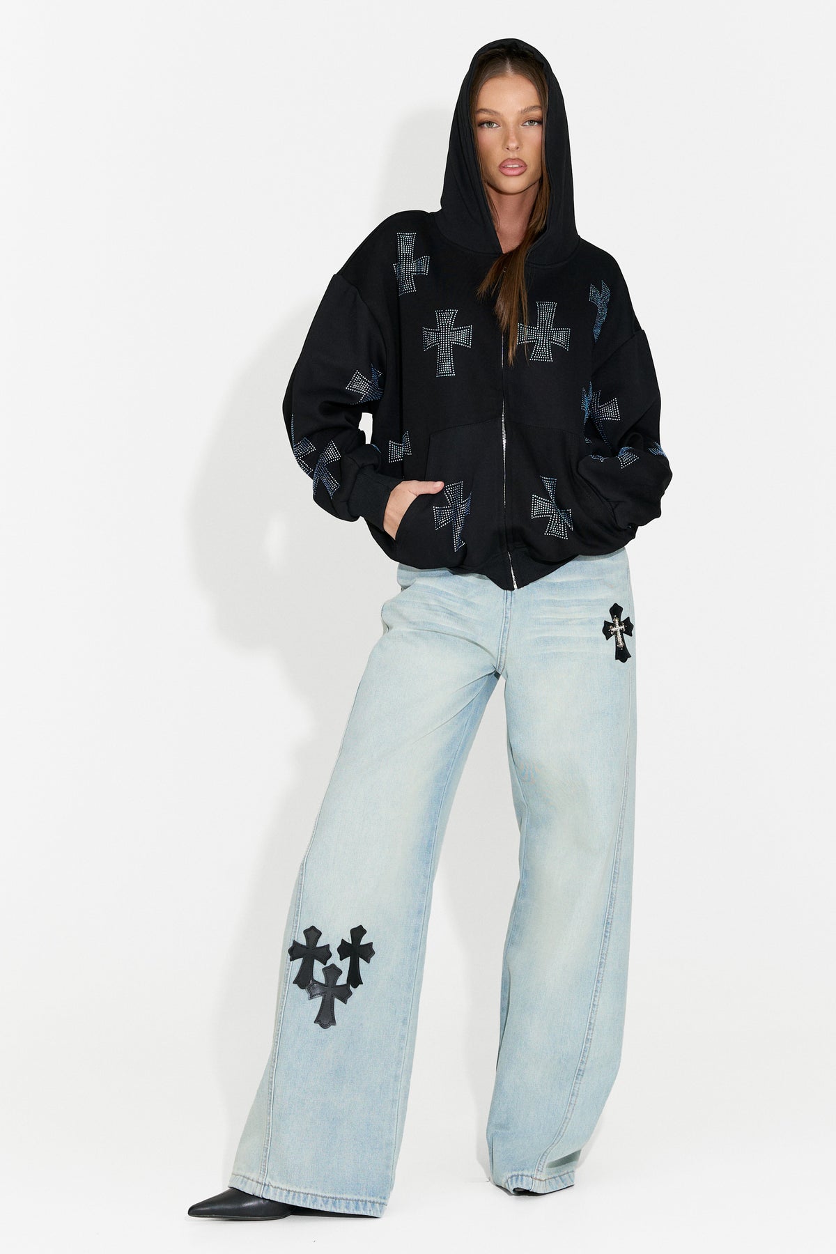 Felpa con cappuccio casual da donna nera Hancy Bogas