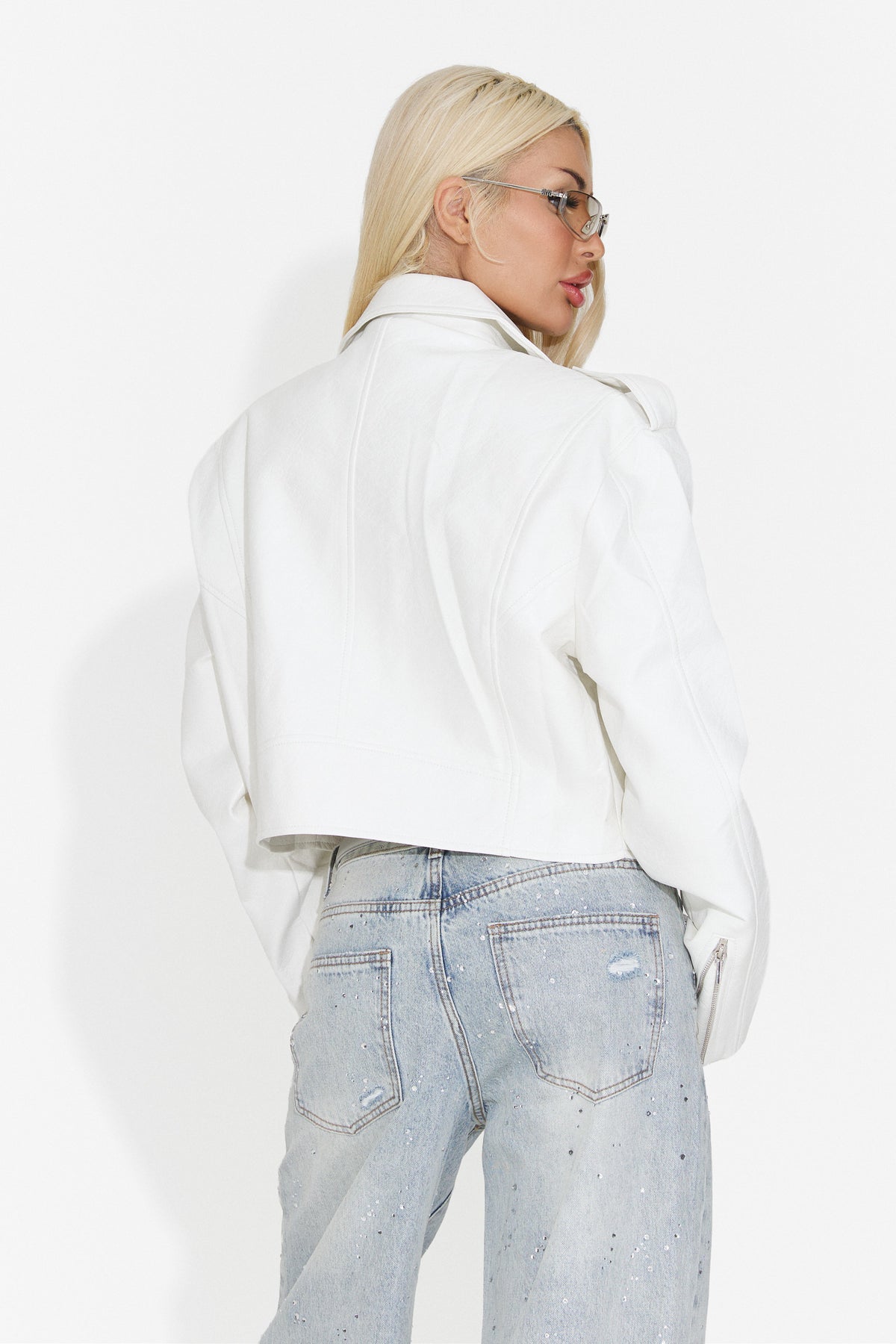 Jacheta casual alba Glimyra Bogas