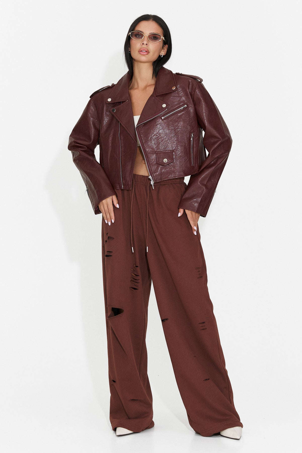 Jacheta casual Burgundy Glimyra Bogas