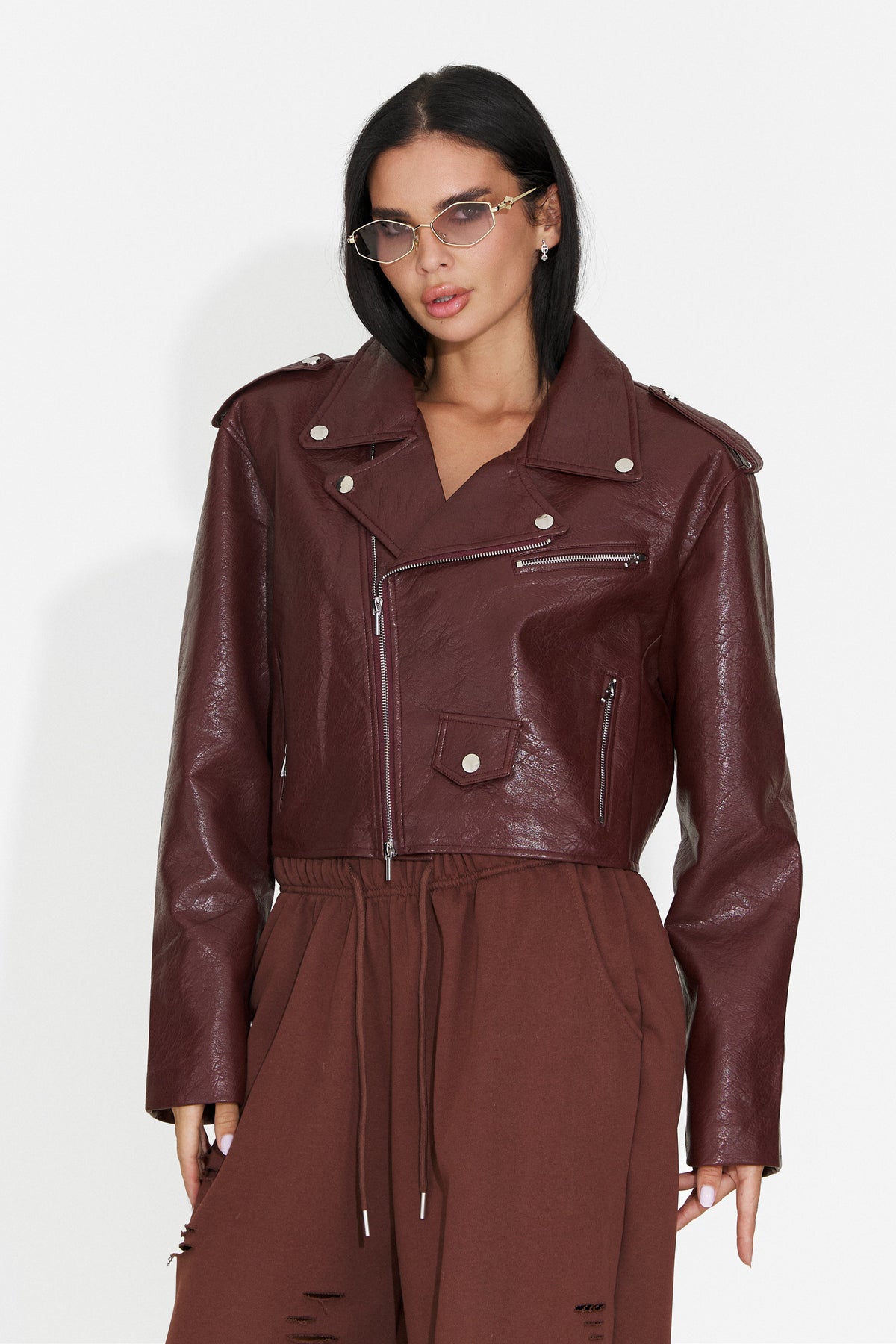 Jacheta casual Burgundy Glimyra Bogas