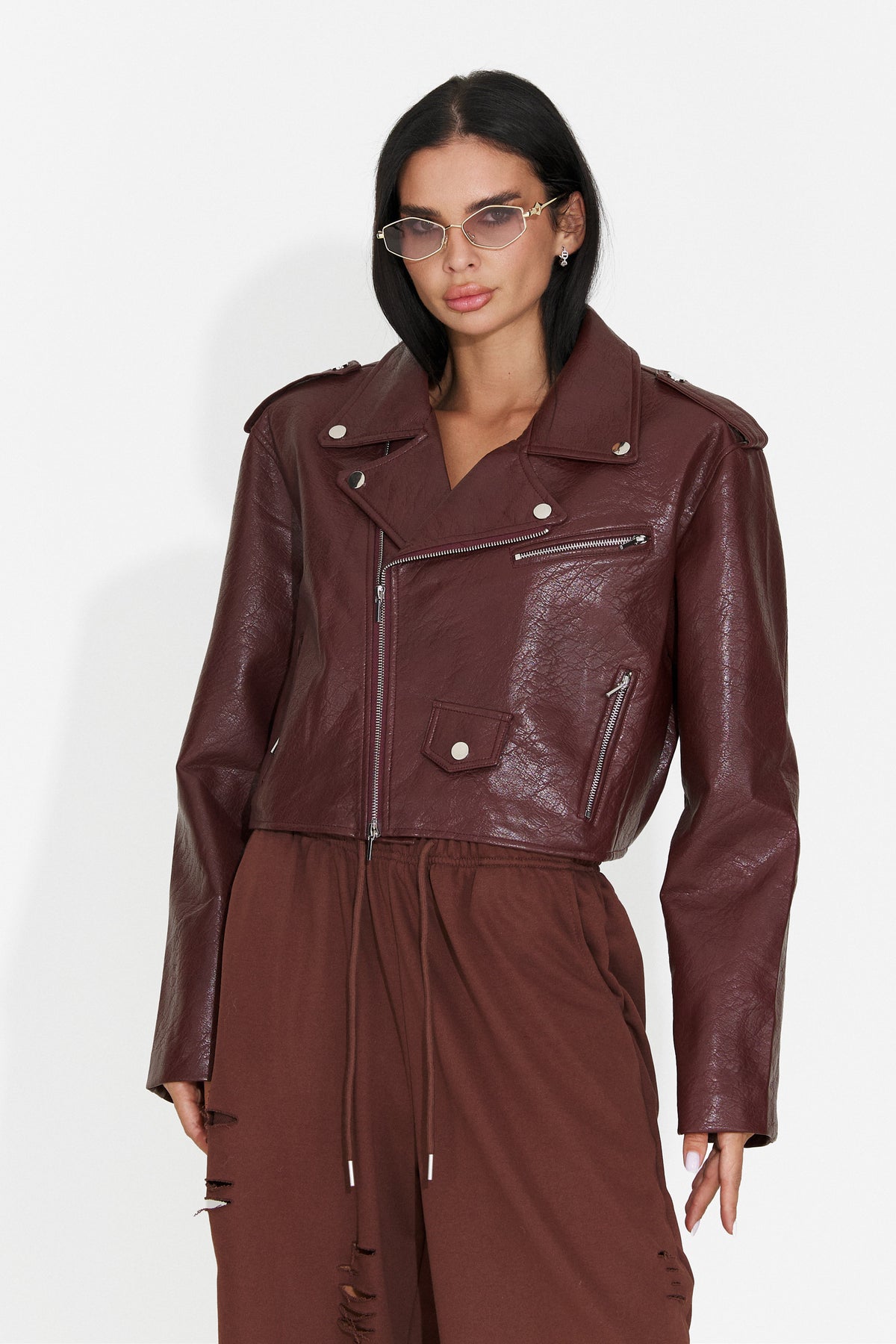 Jacheta casual Burgundy Glimyra Bogas