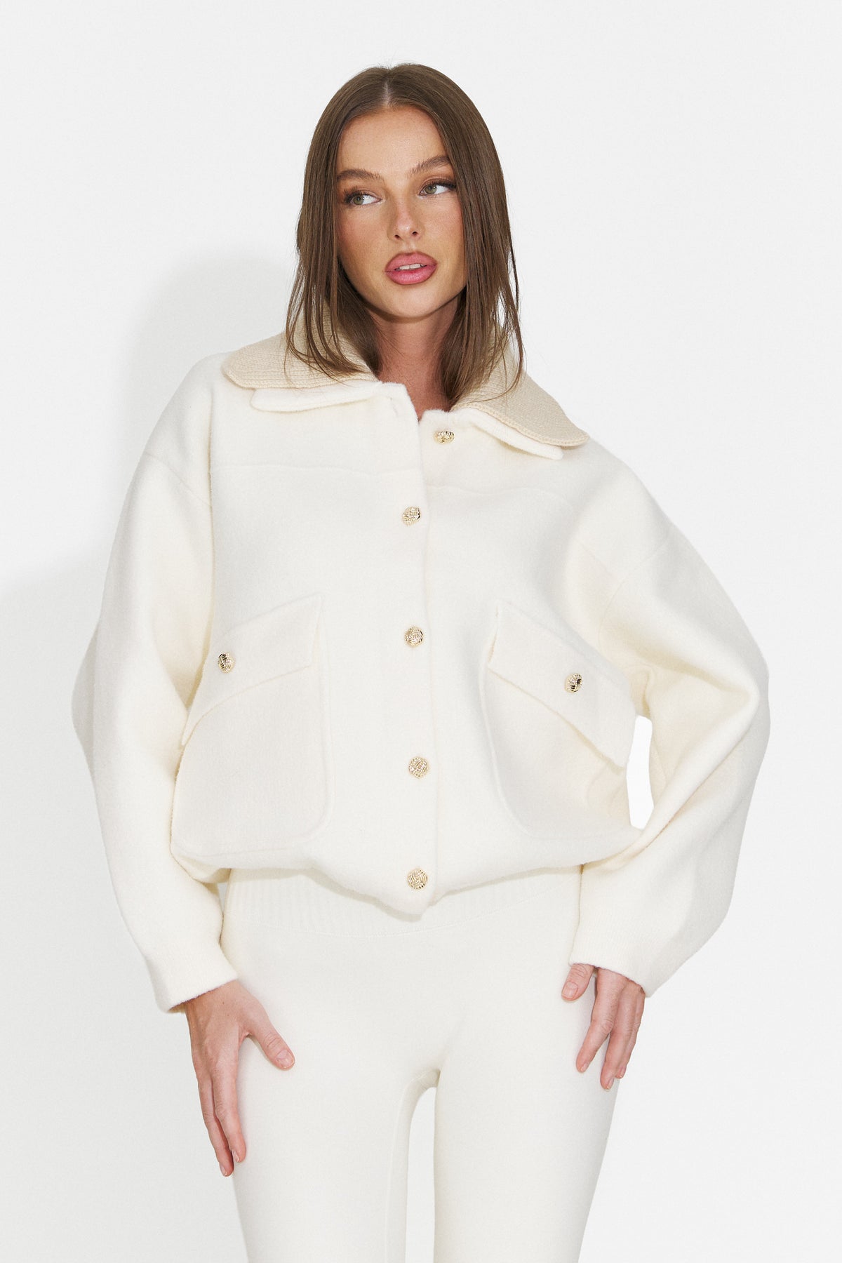 Jacheta casual crem Fyrilira Bogas