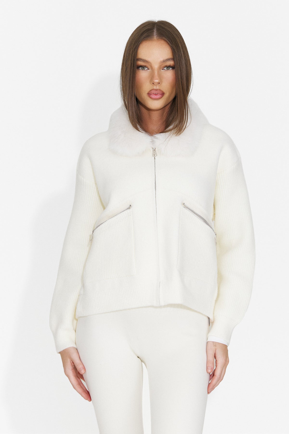 Jacheta casual crem Luzlea Bogas