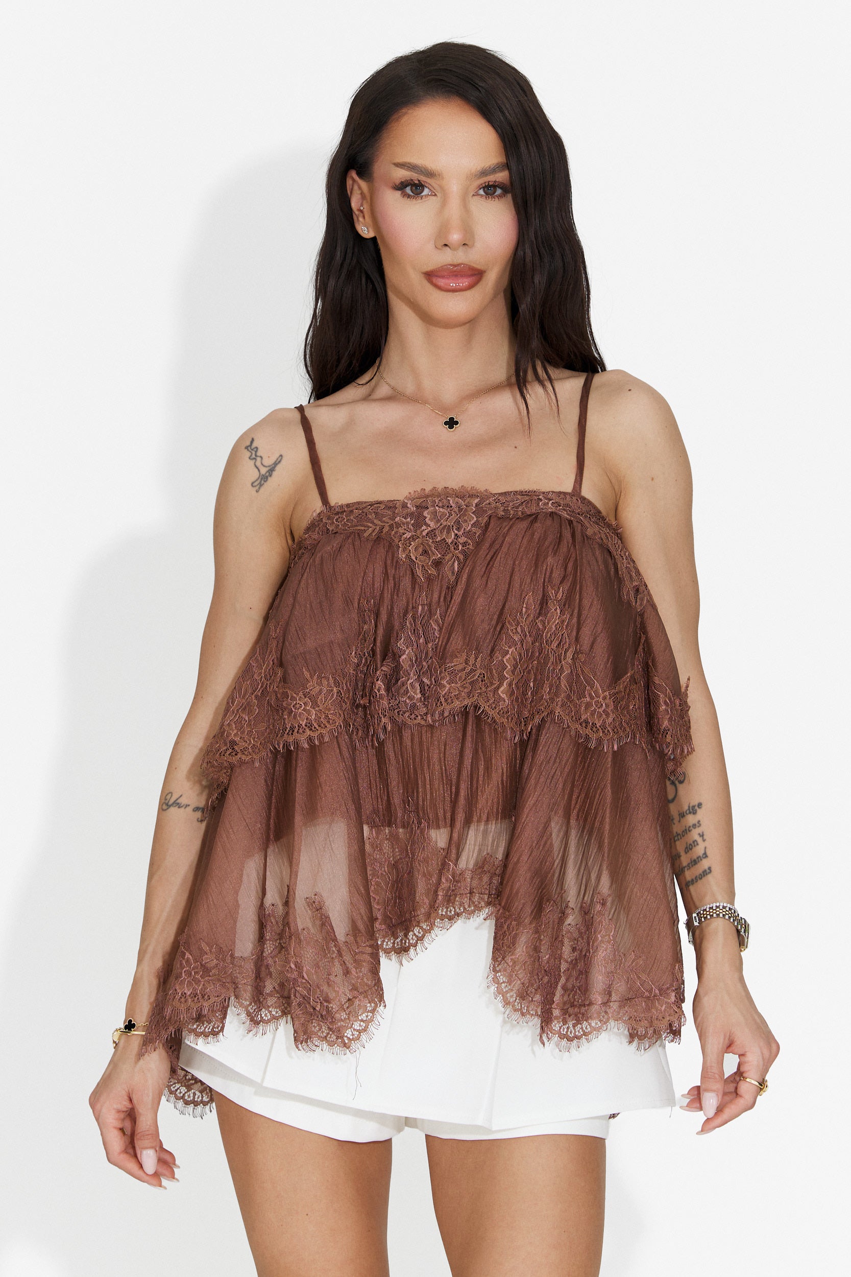 Elegante Top Tank da Donna Marrone Havania Bogas
