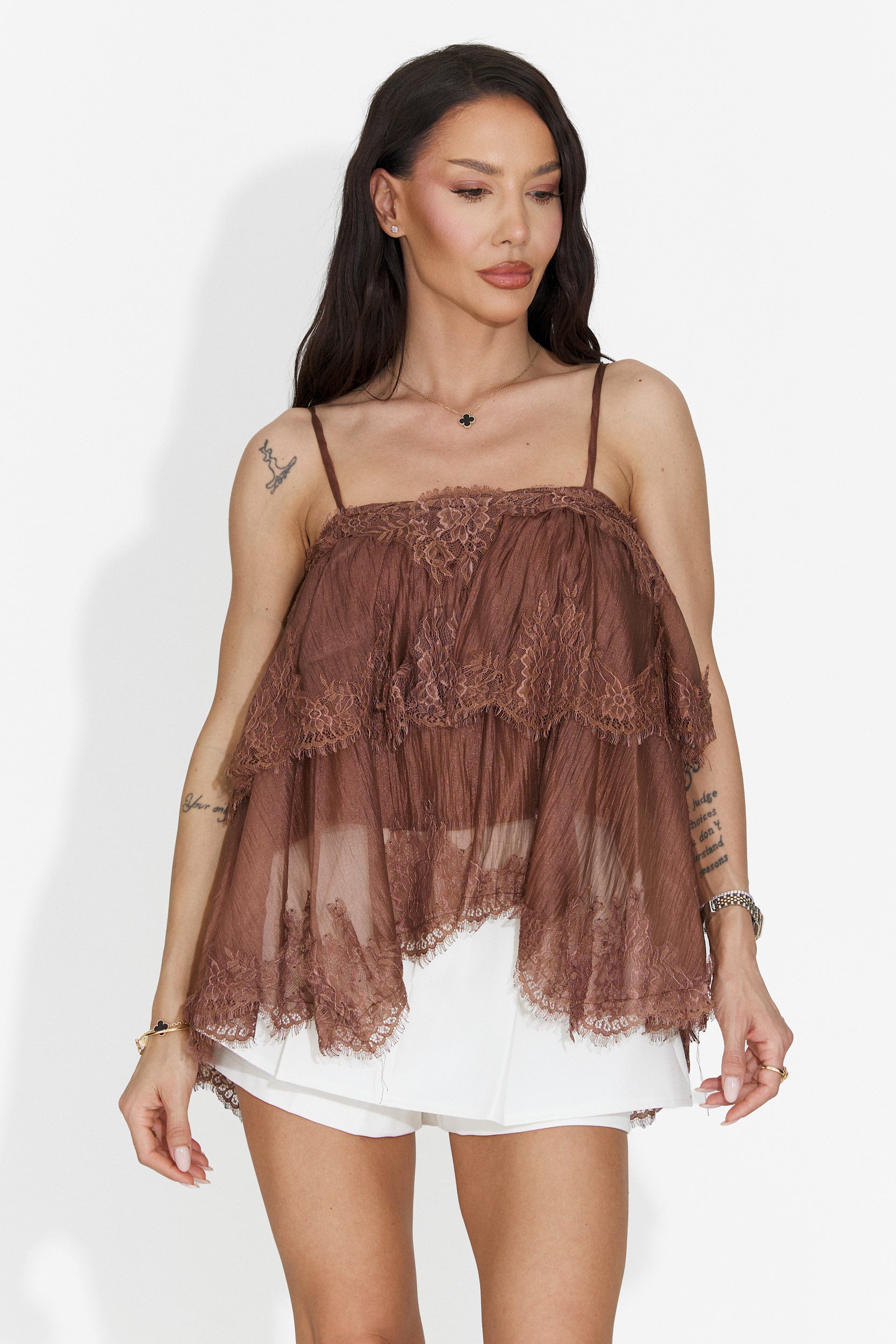 Elegante Top Tank da Donna Marrone Havania Bogas