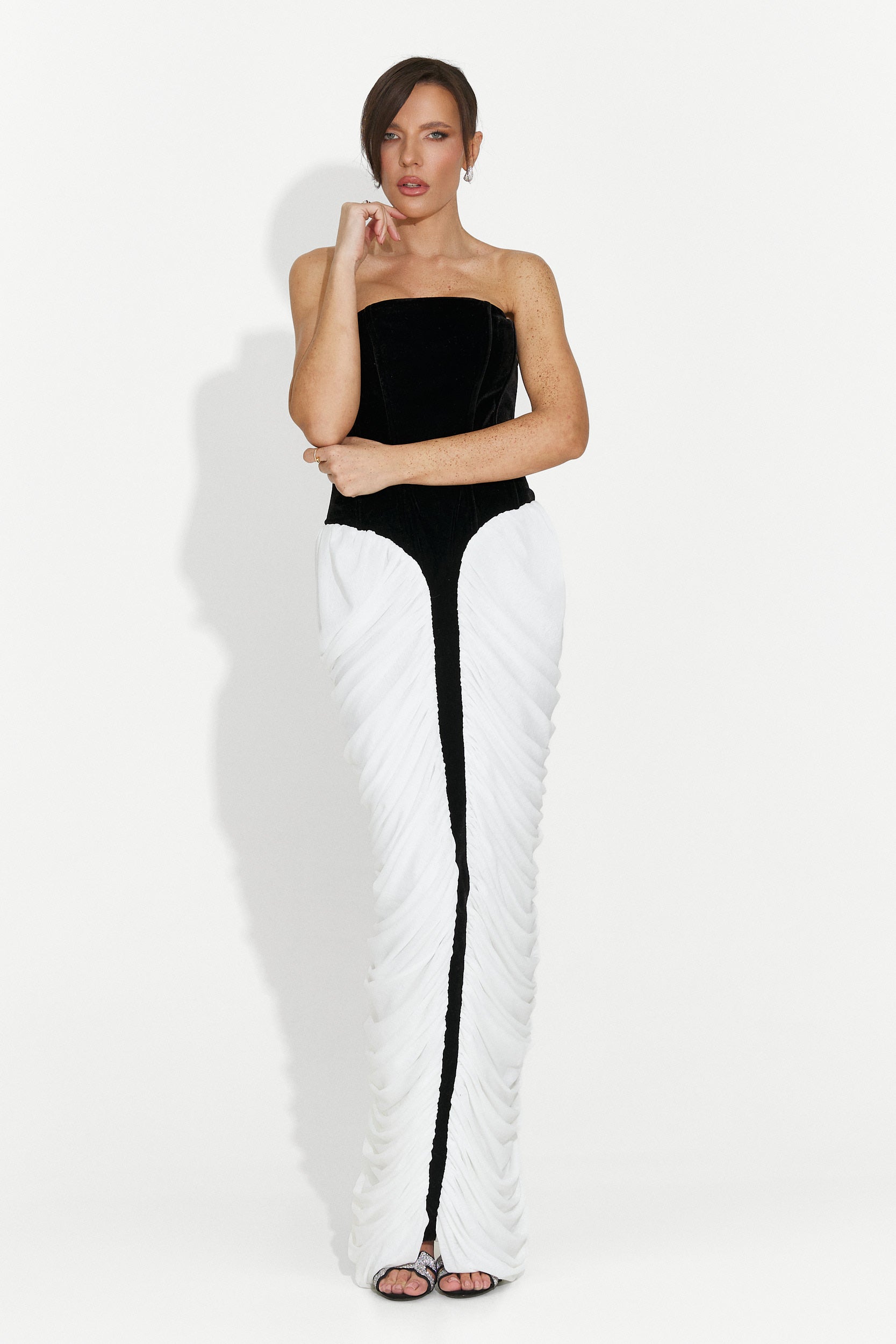 Lungo Vestito Nero Bianco da Donna di York Bogas