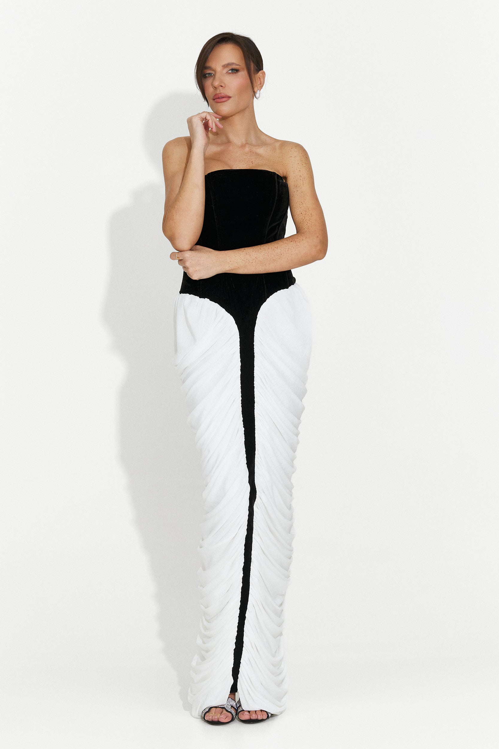 Lungo Vestito Nero Bianco da Donna di York Bogas