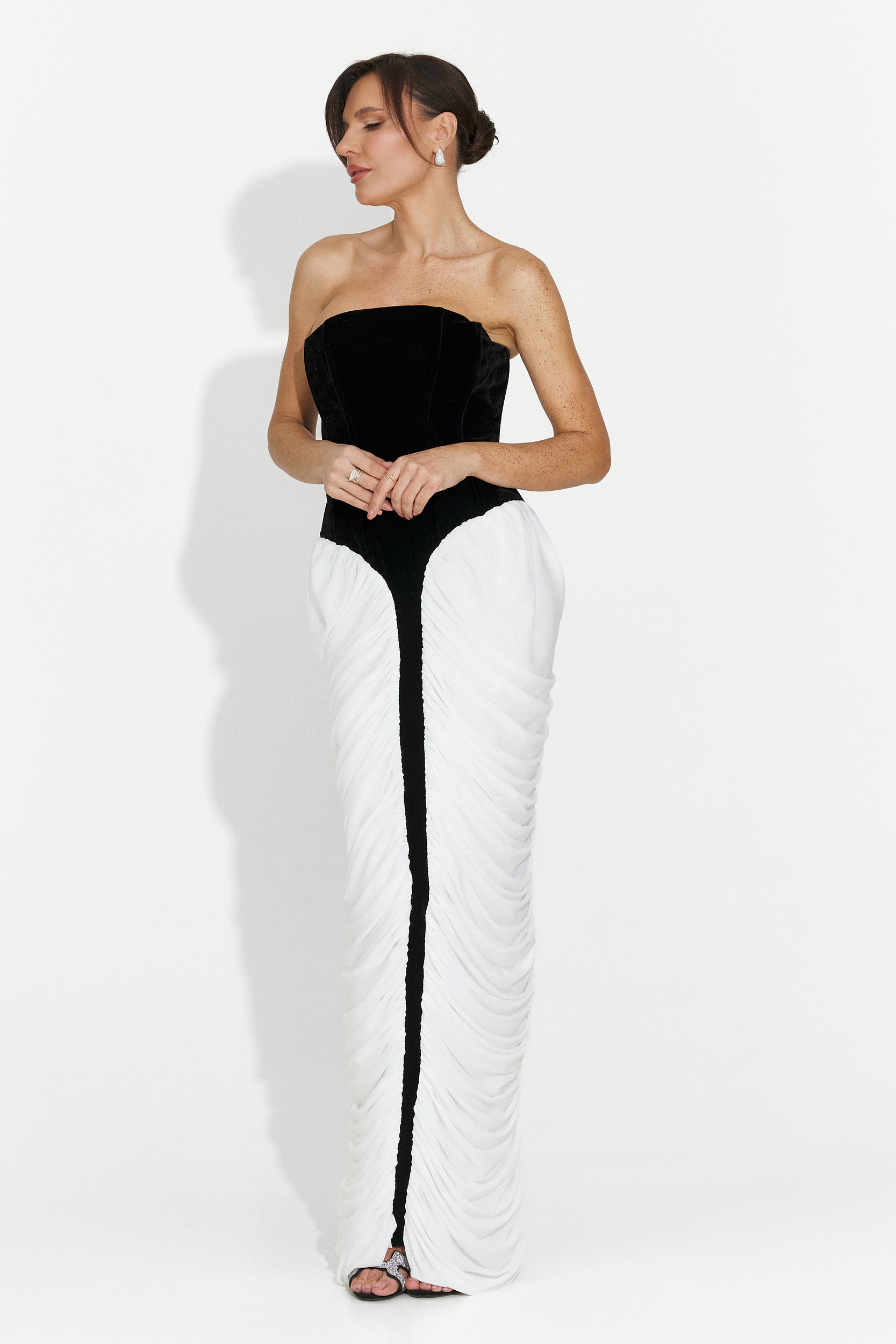 Lungo Vestito Nero Bianco da Donna di York Bogas