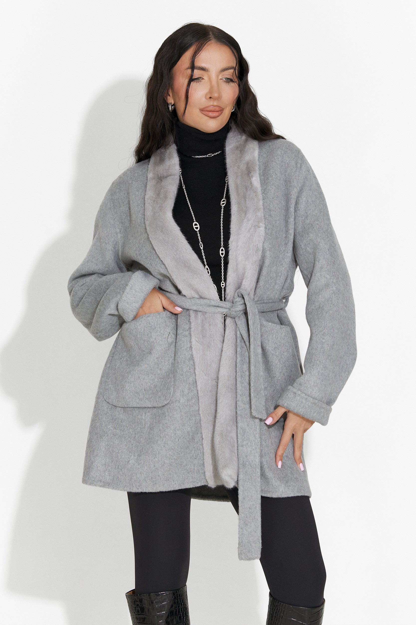Elegante Cappotto da Donna Grigio Gelira Bogas