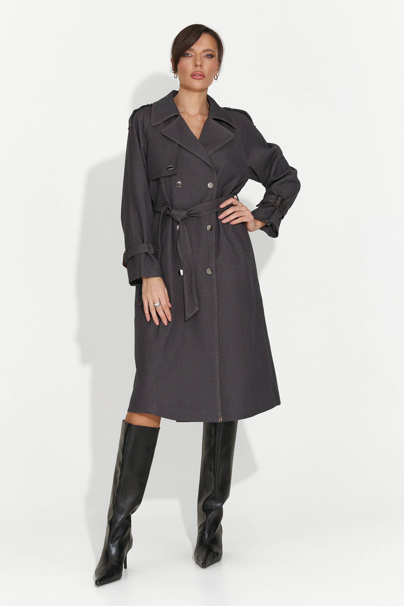 Elegante Cappotto da Donna Grigio Nuvia Bogas