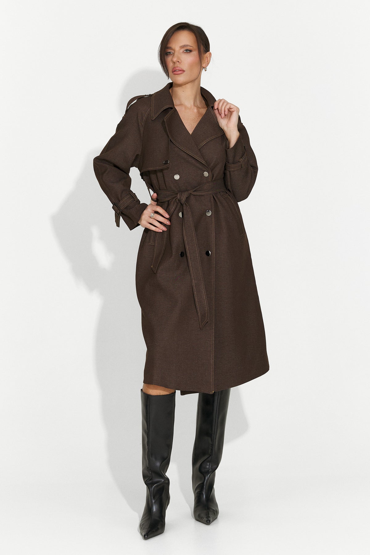 Cappotto elegante da donna marrone Nuvia Bogas, immagine 2 di 5