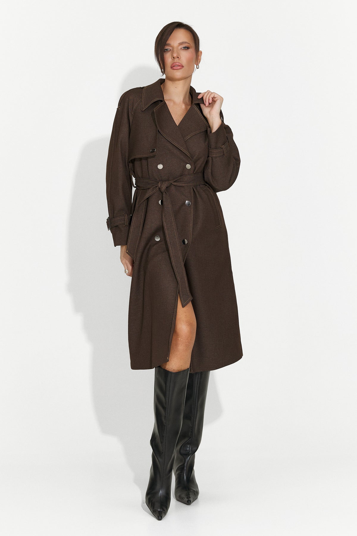 Cappotto elegante da donna marrone Nuvia Bogas, immagine 1 di 5