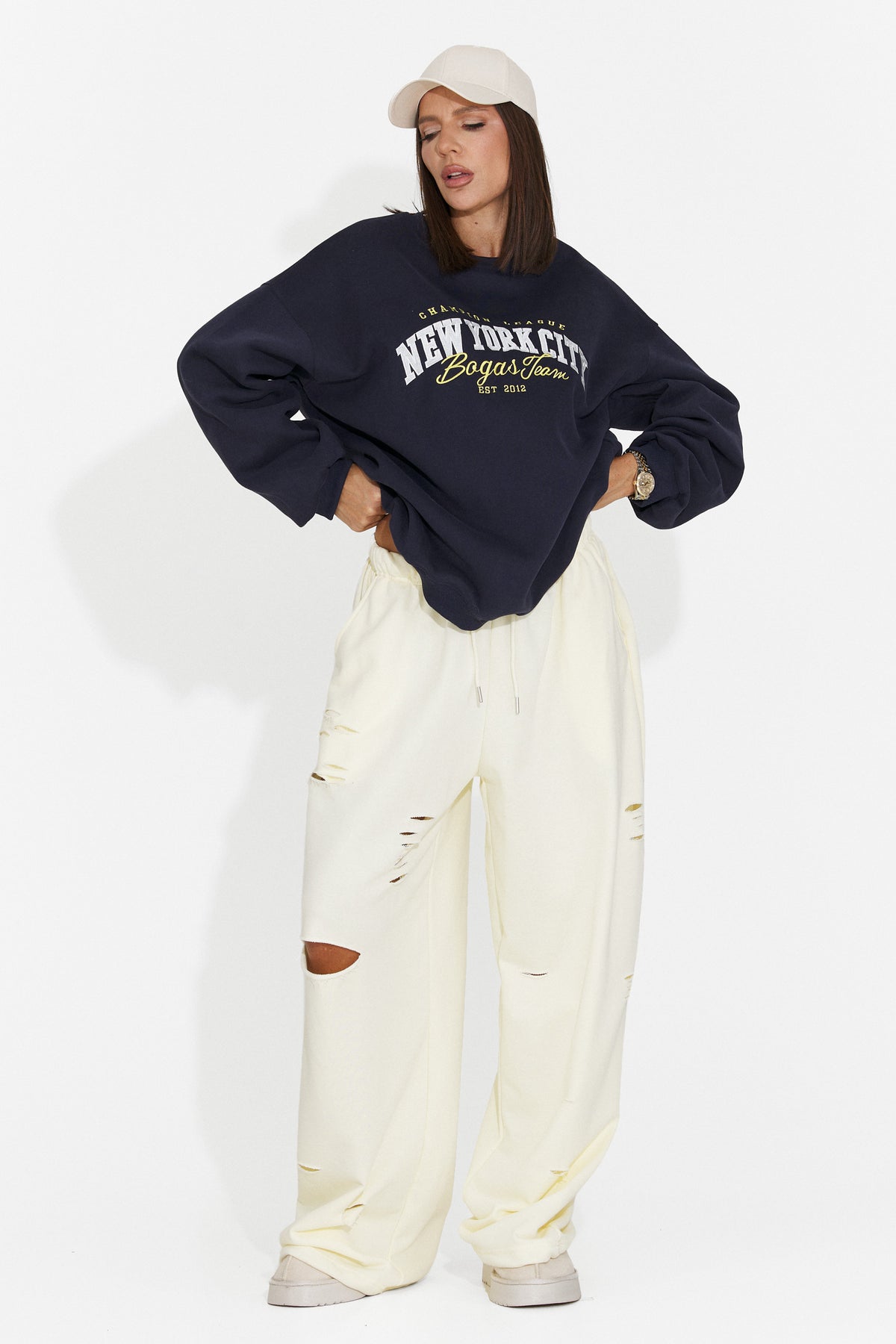 Pantaloni casual crem Lulaoa Bogas