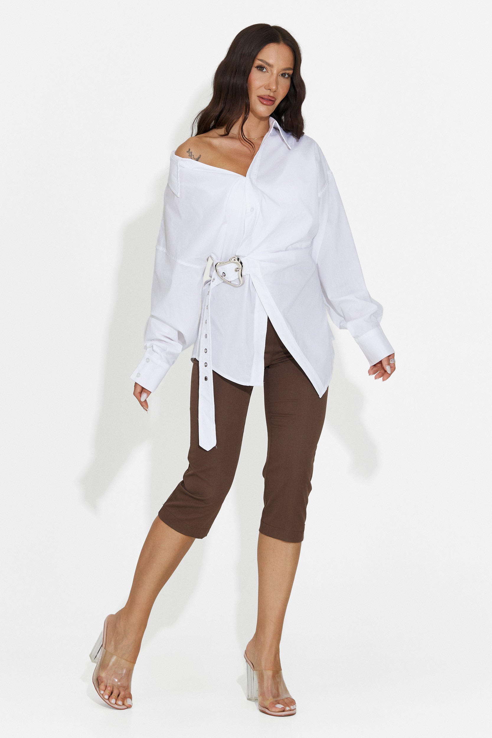 Pantaloni capri da donna marroni Aspazia Bogas