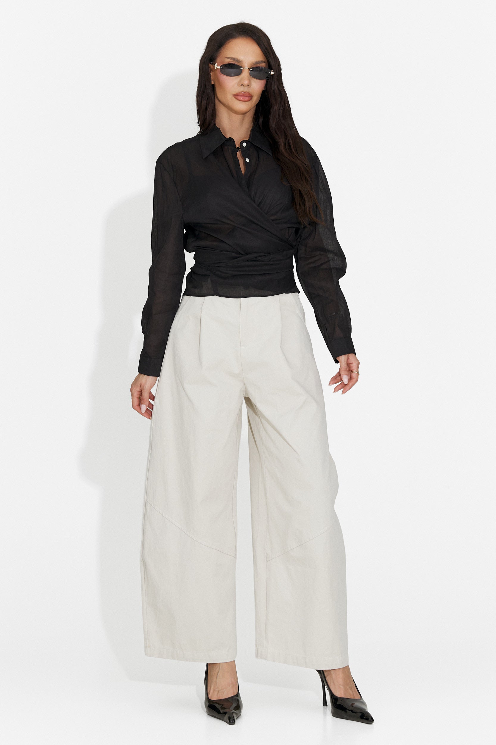 Pantaloni casual beige da donna Horwed Bogas