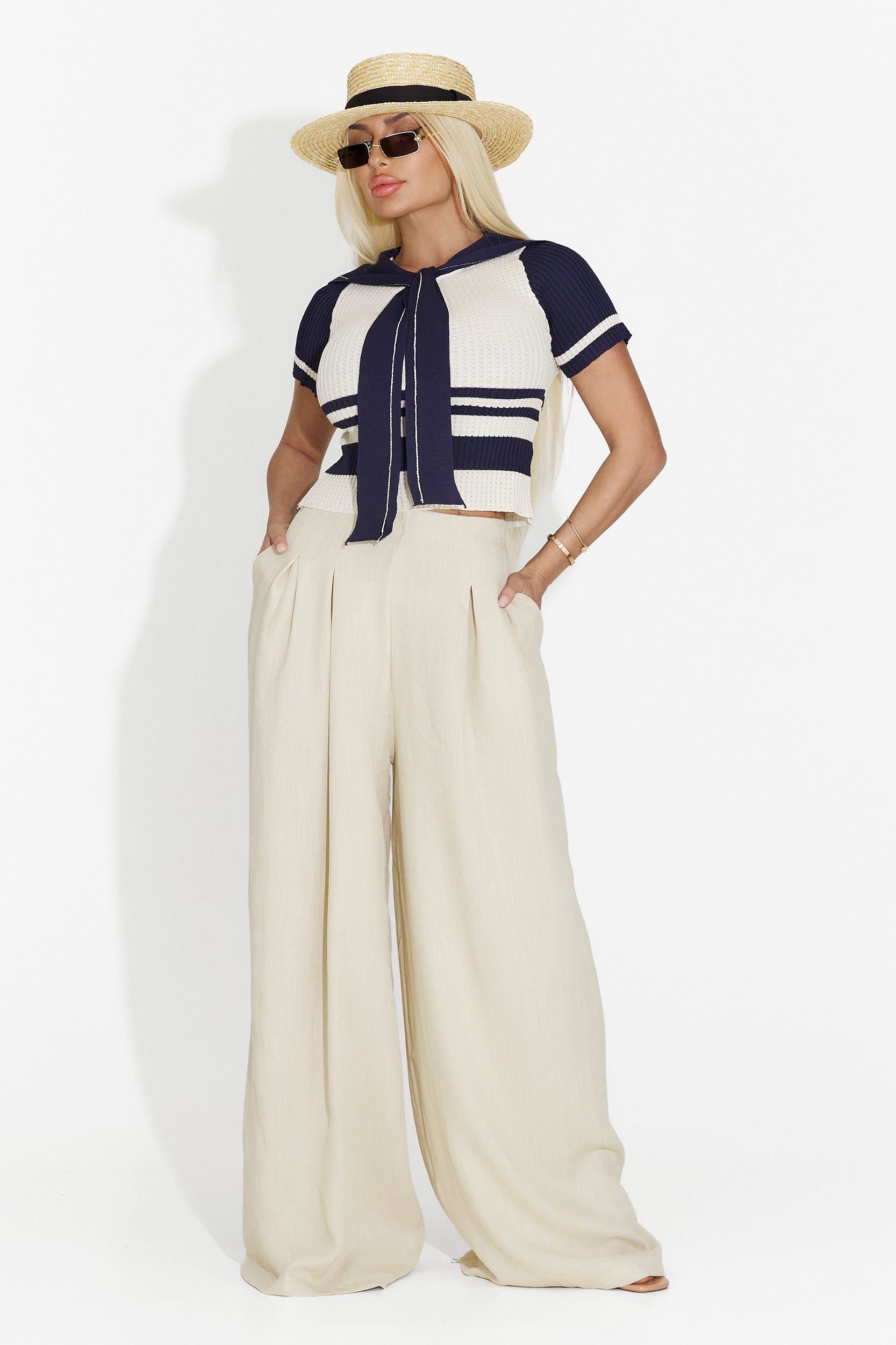 Pantaloni casual beige da donna Miyana Bogas