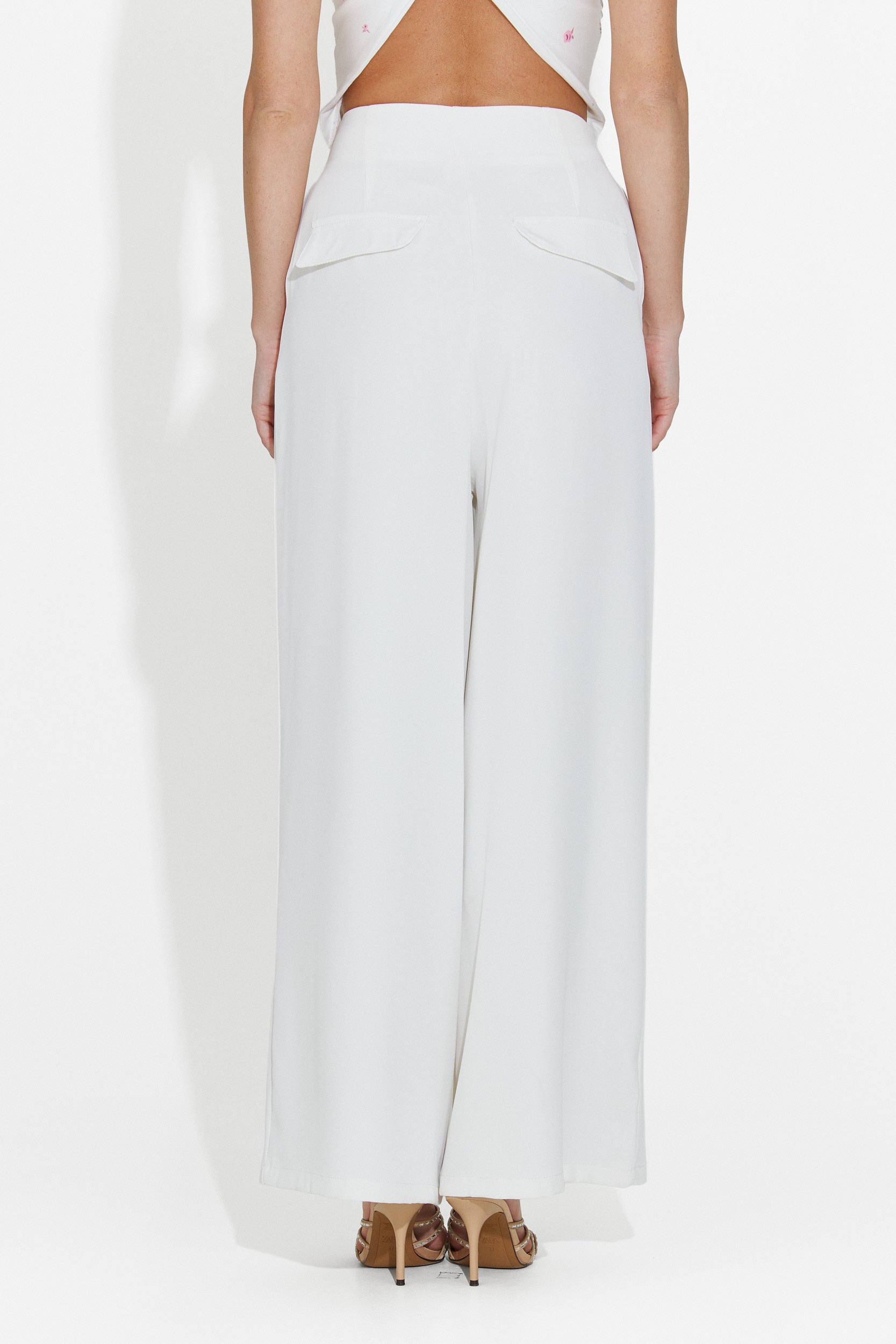 Pantaloni donna lunghi eleganti bianchi Crystia Bogas
