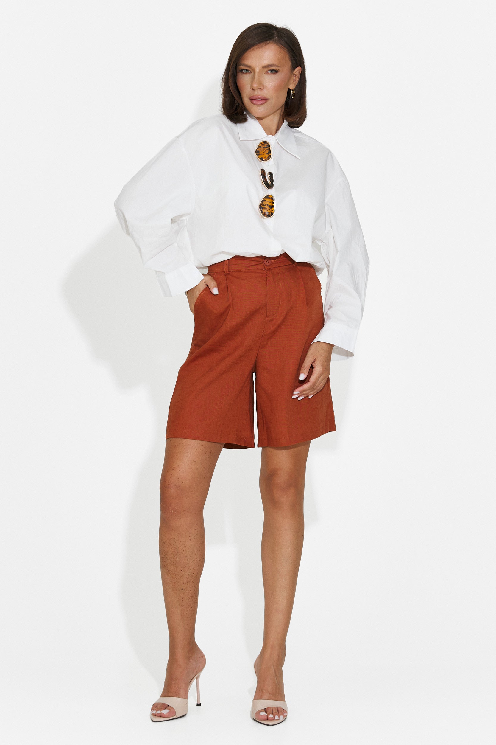 Pantaloncini da donna color mattone Silvioma Bogas