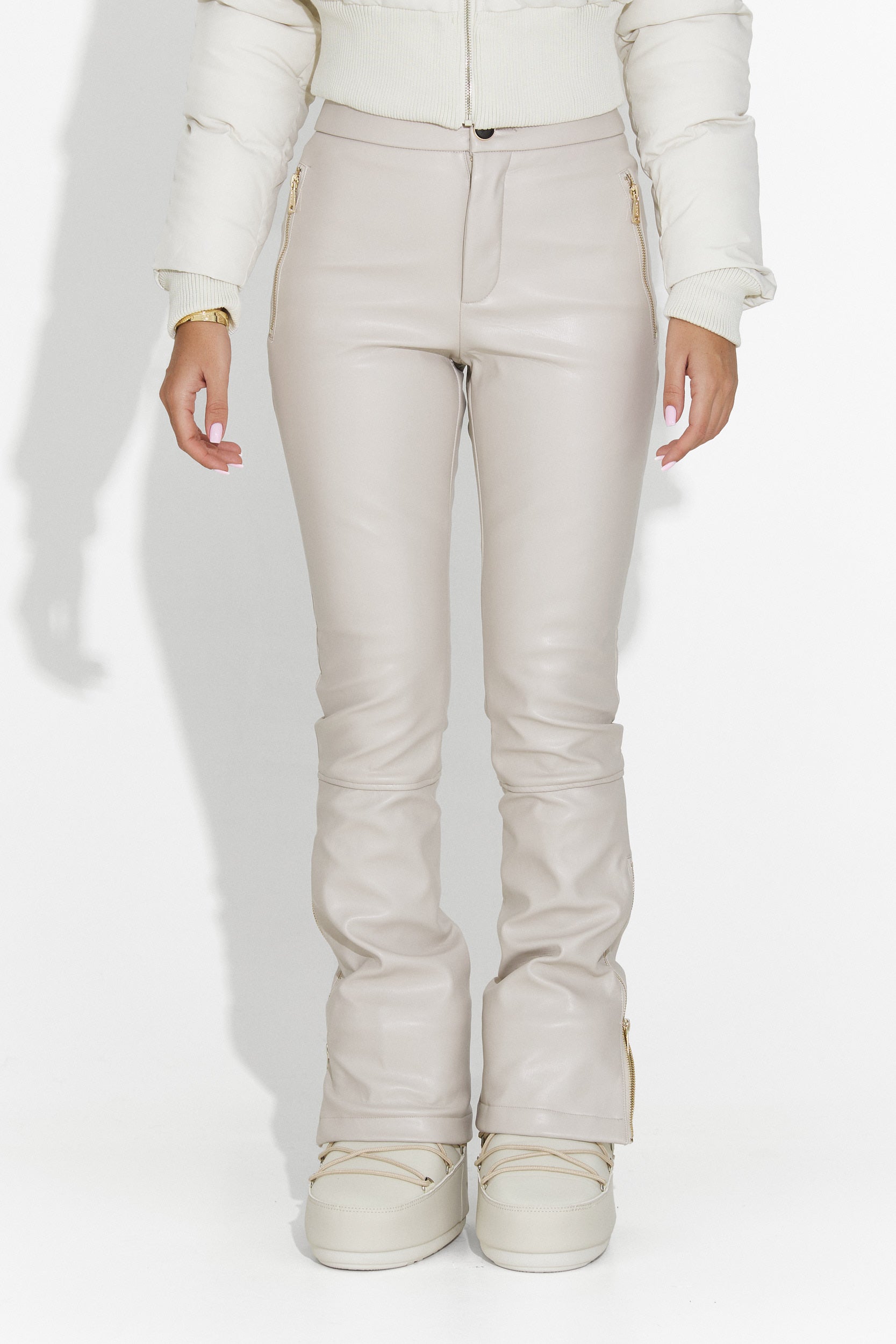 Pantaloni da Sci in Pelle Beige Bogas Cosira