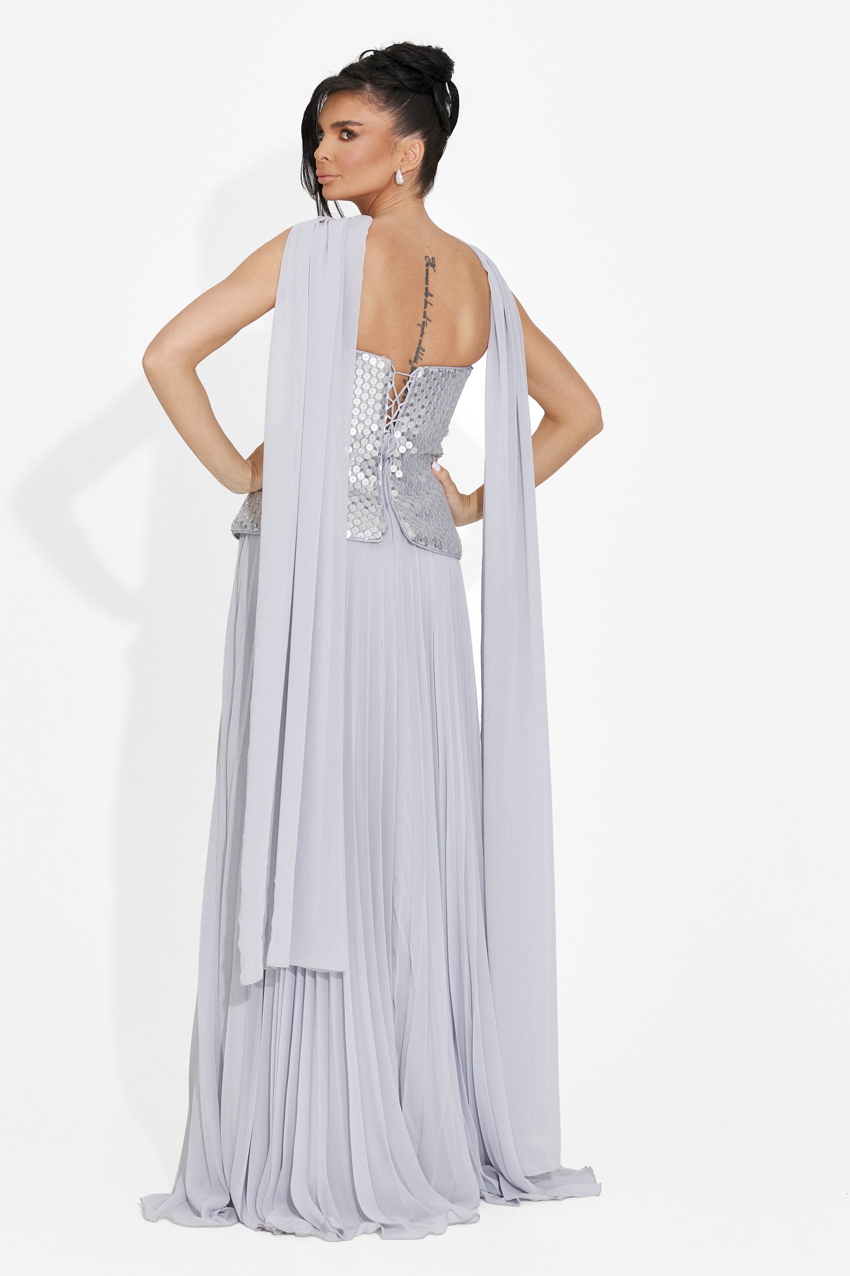 Rochie dama lunga argintie Rofelia Bogas