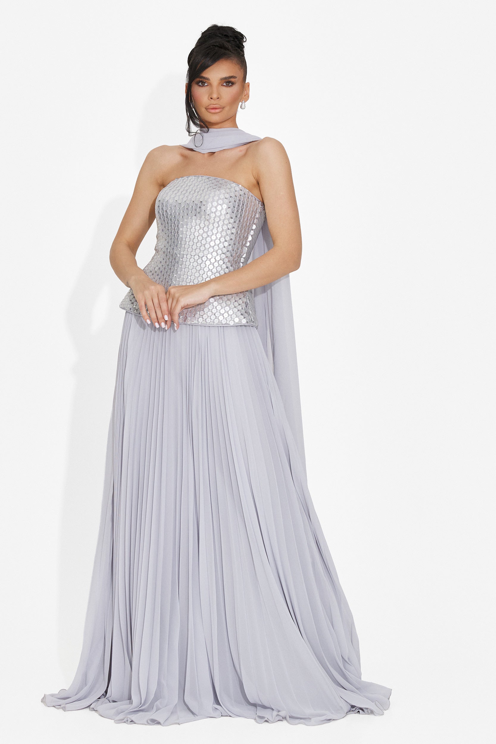 Rochie dama lunga argintie Rofelia Bogas