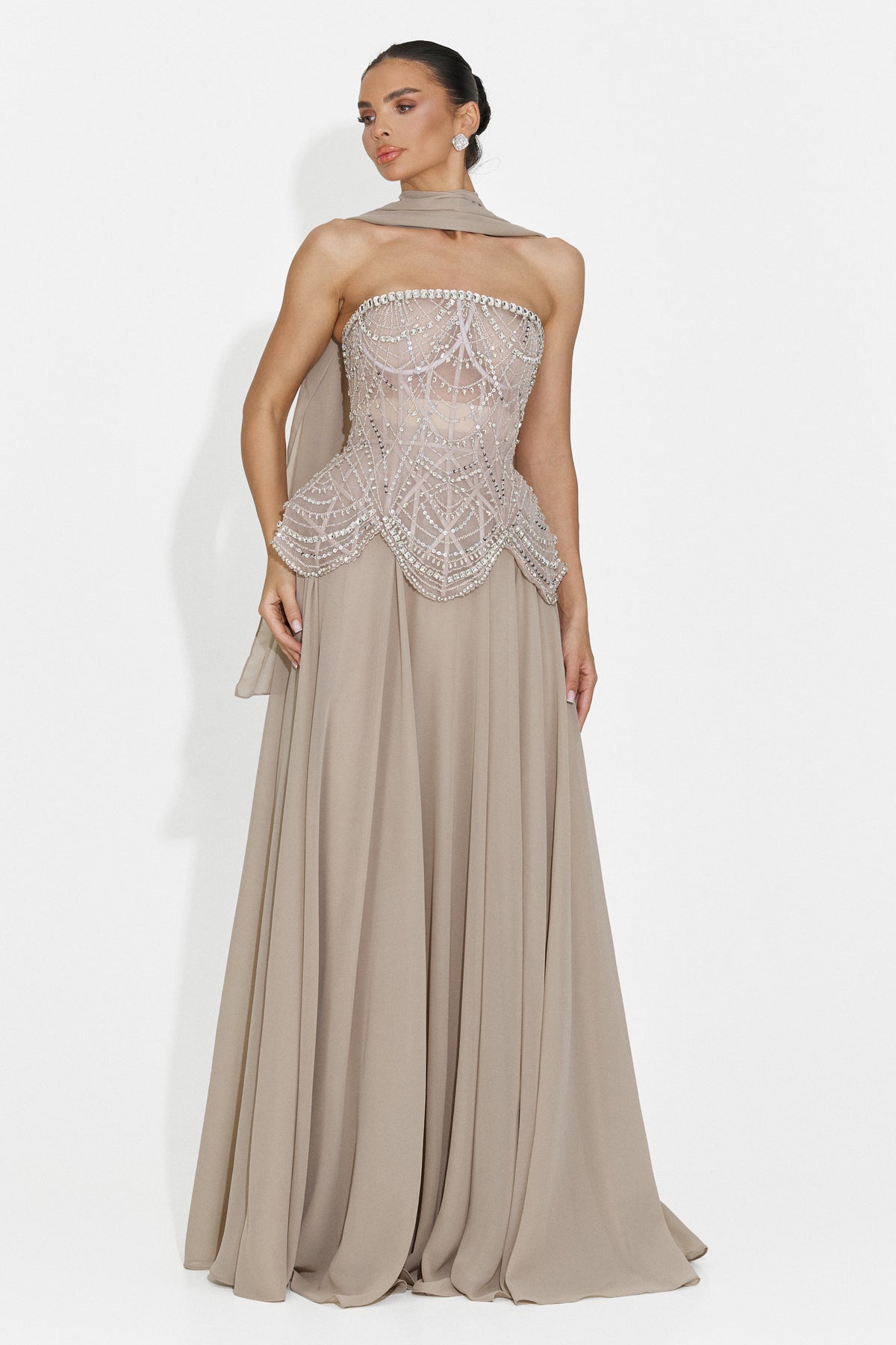 Abito da donna lungo beige Jutta Bogas, immagine 1 di 12