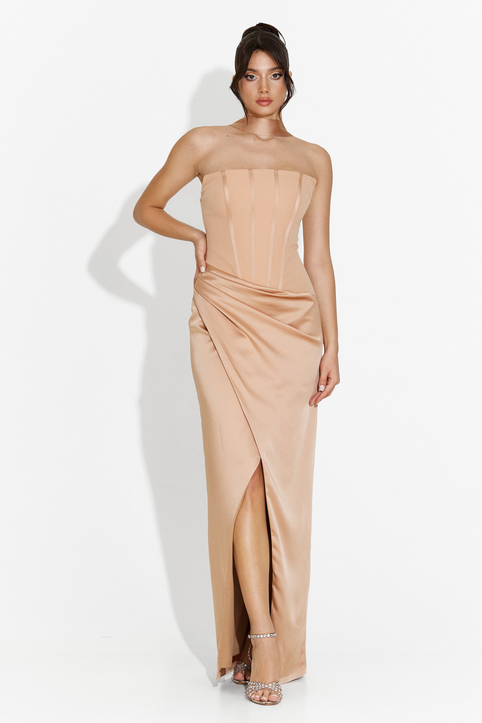 Abito lungo beige da donna Kerya Bogas