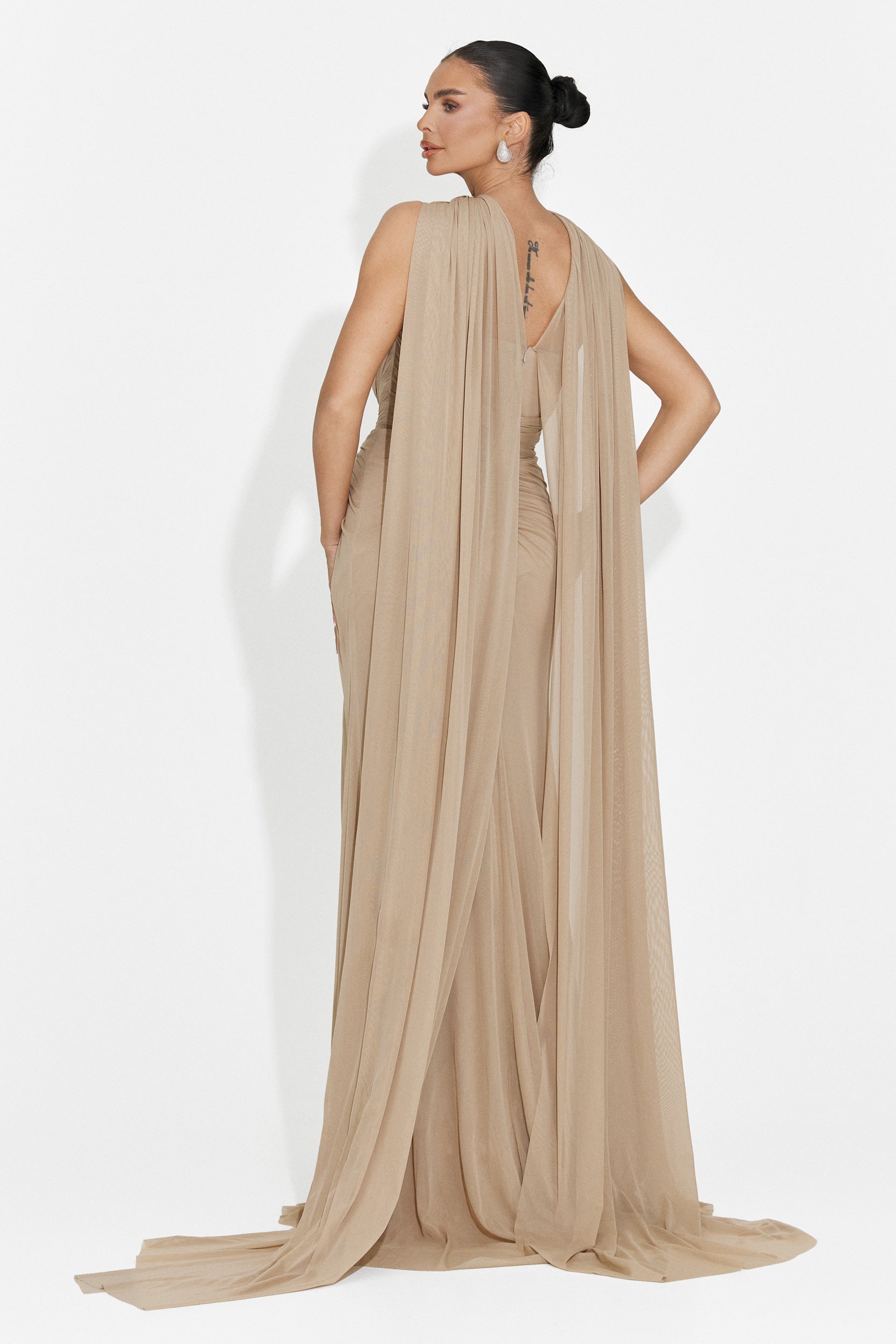 Lungo Vestito Beige per Donne Lota Bogas