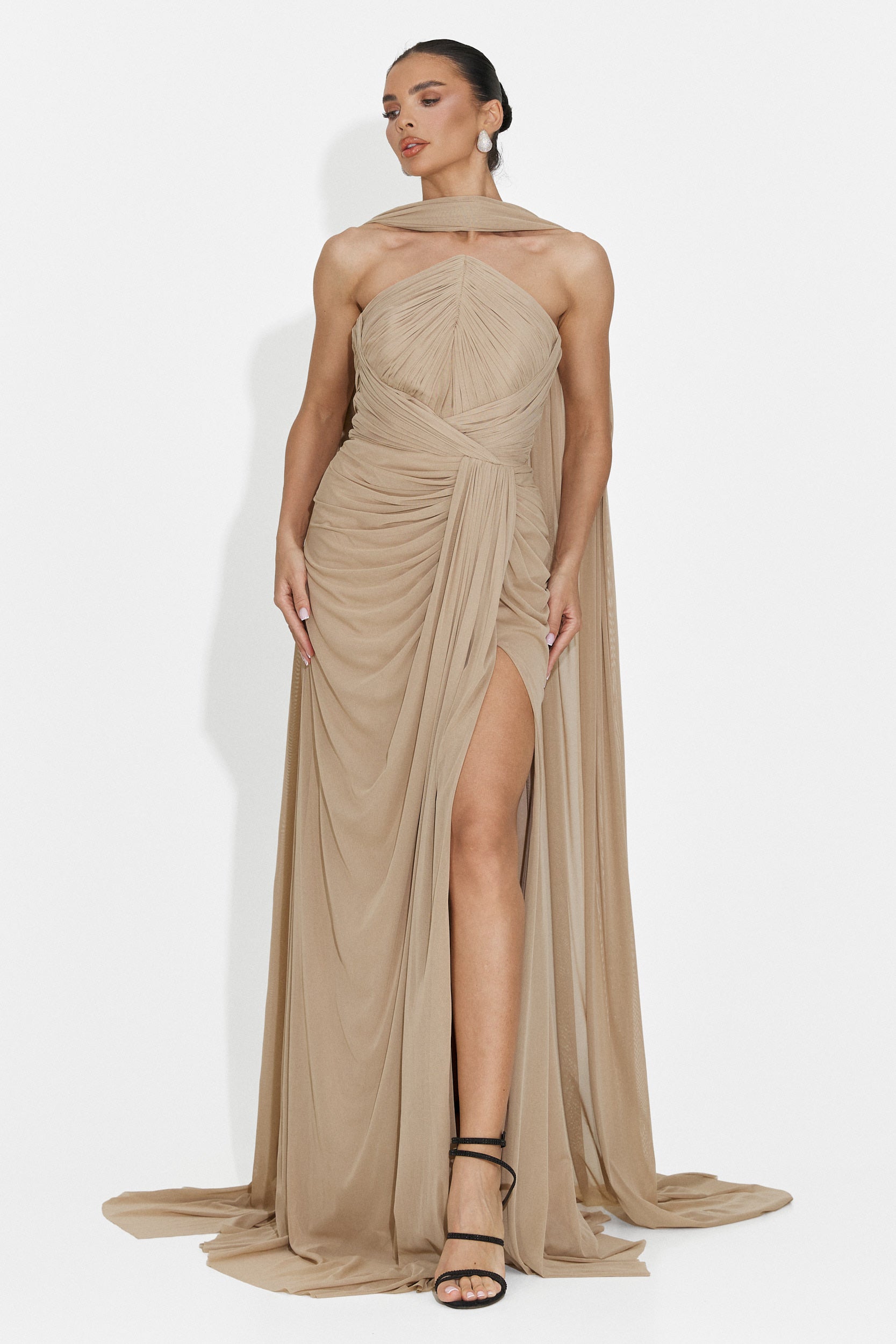 Lungo Vestito Beige per Donne Lota Bogas