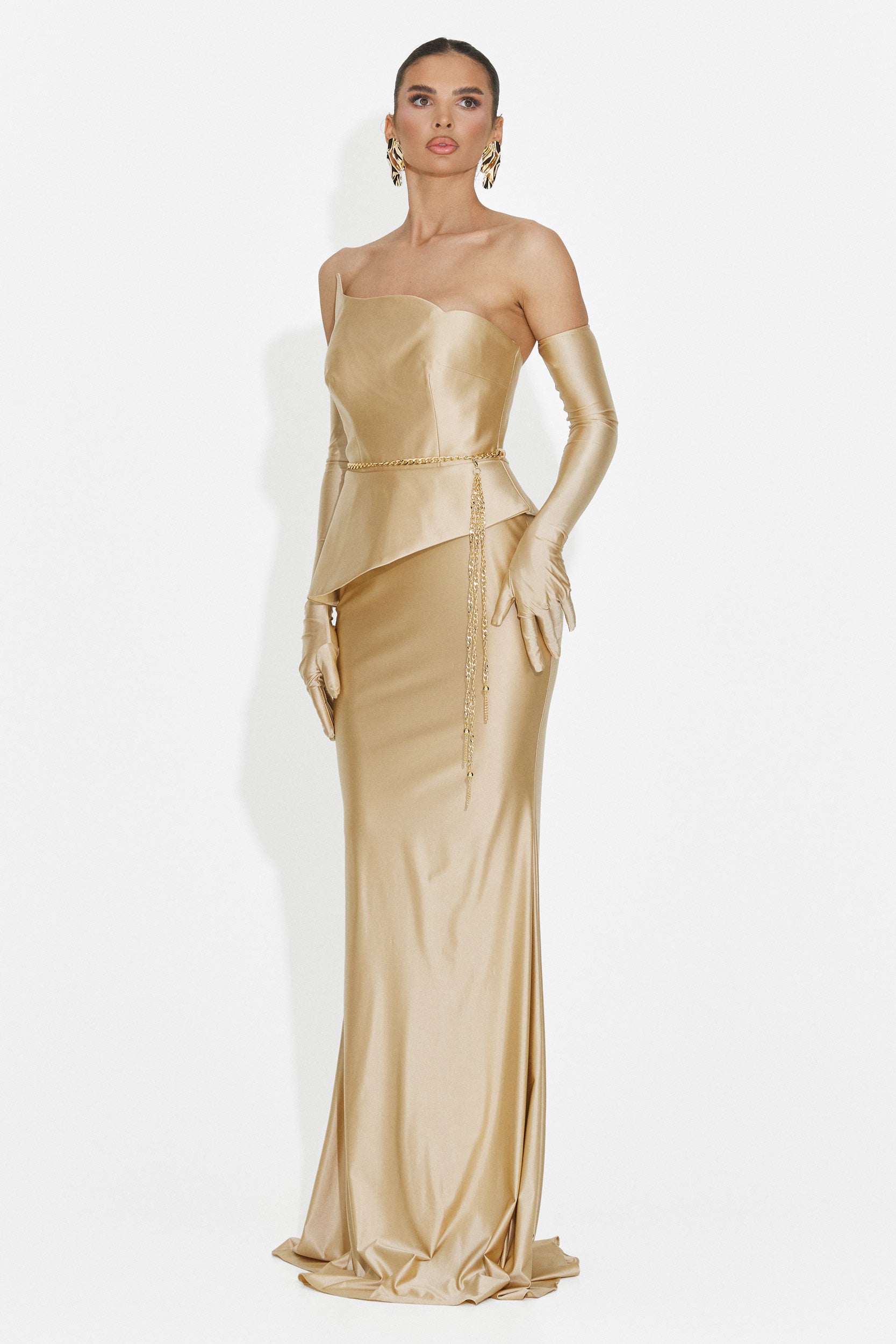 Lungo Vestito Beige da Donna di Merle Bogas