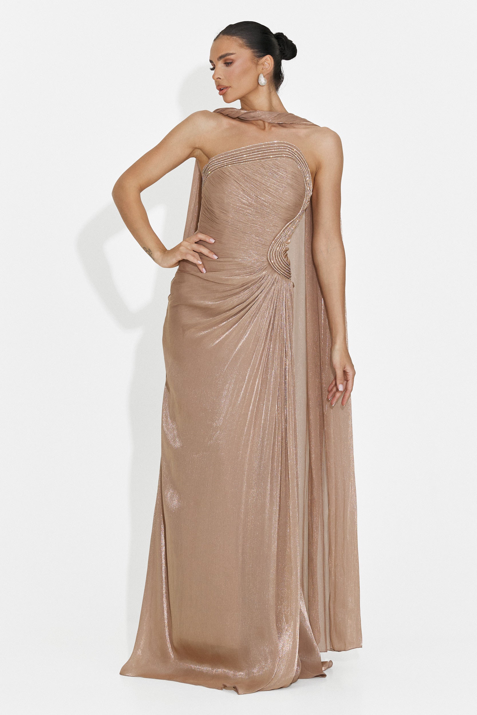 Lungo abito beige Moritz Bogas per donne