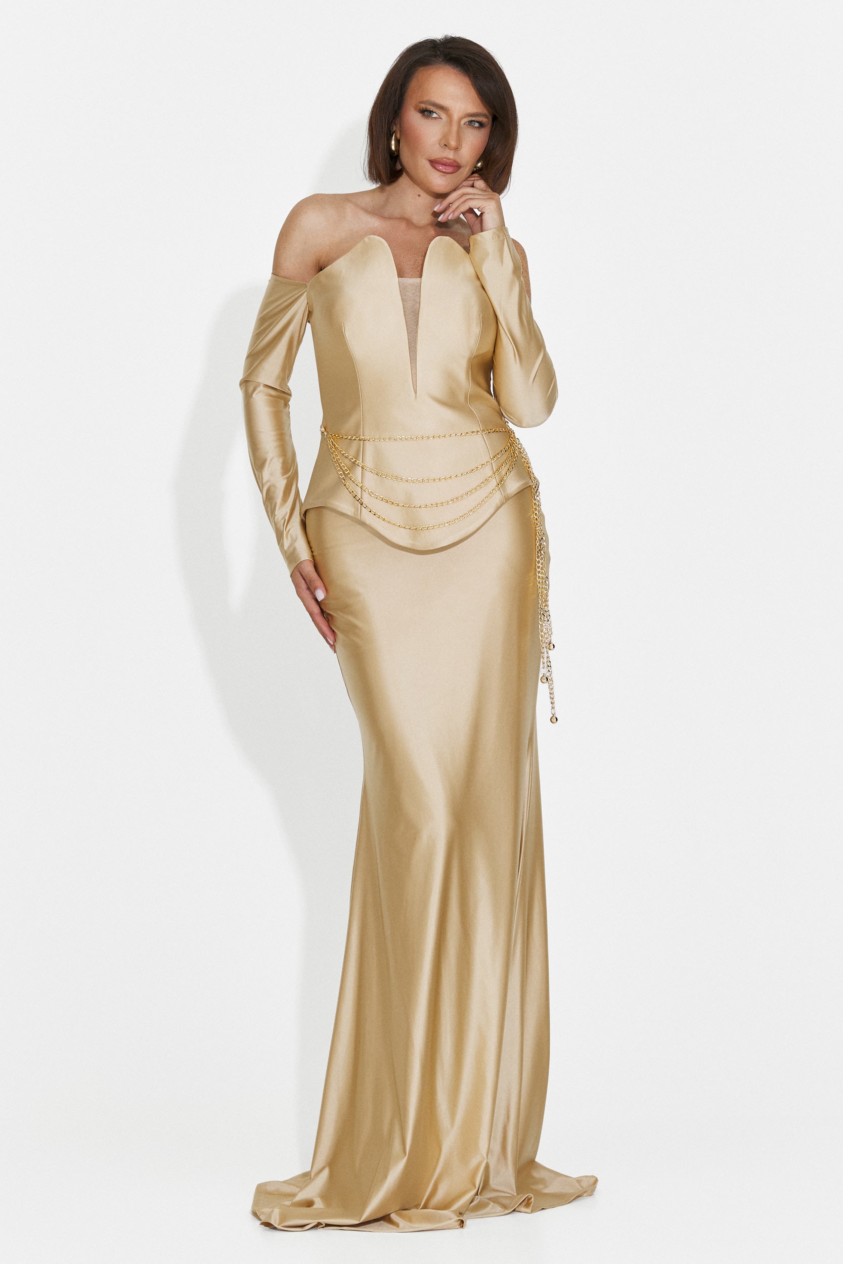 Abito Lungo Beige da Donna di Paulina Bogas