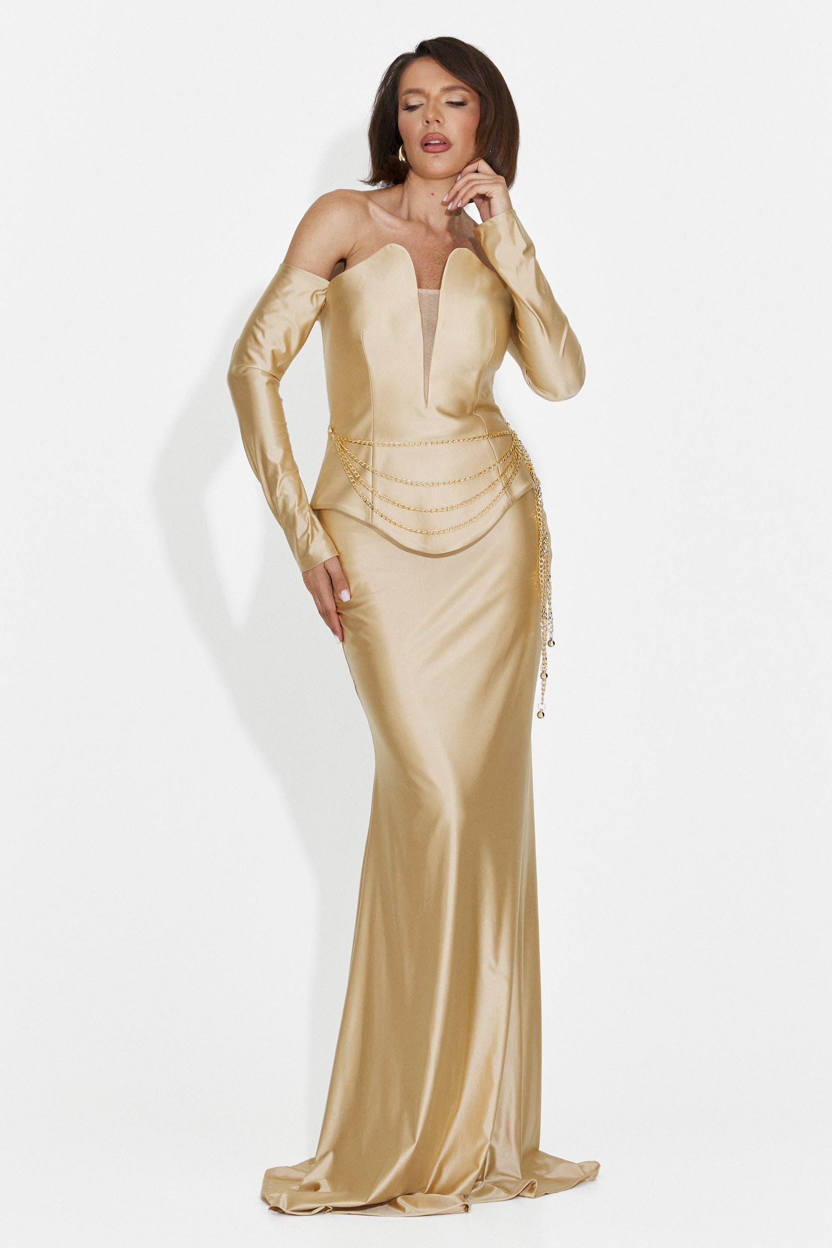 Abito Lungo Beige da Donna di Paulina Bogas