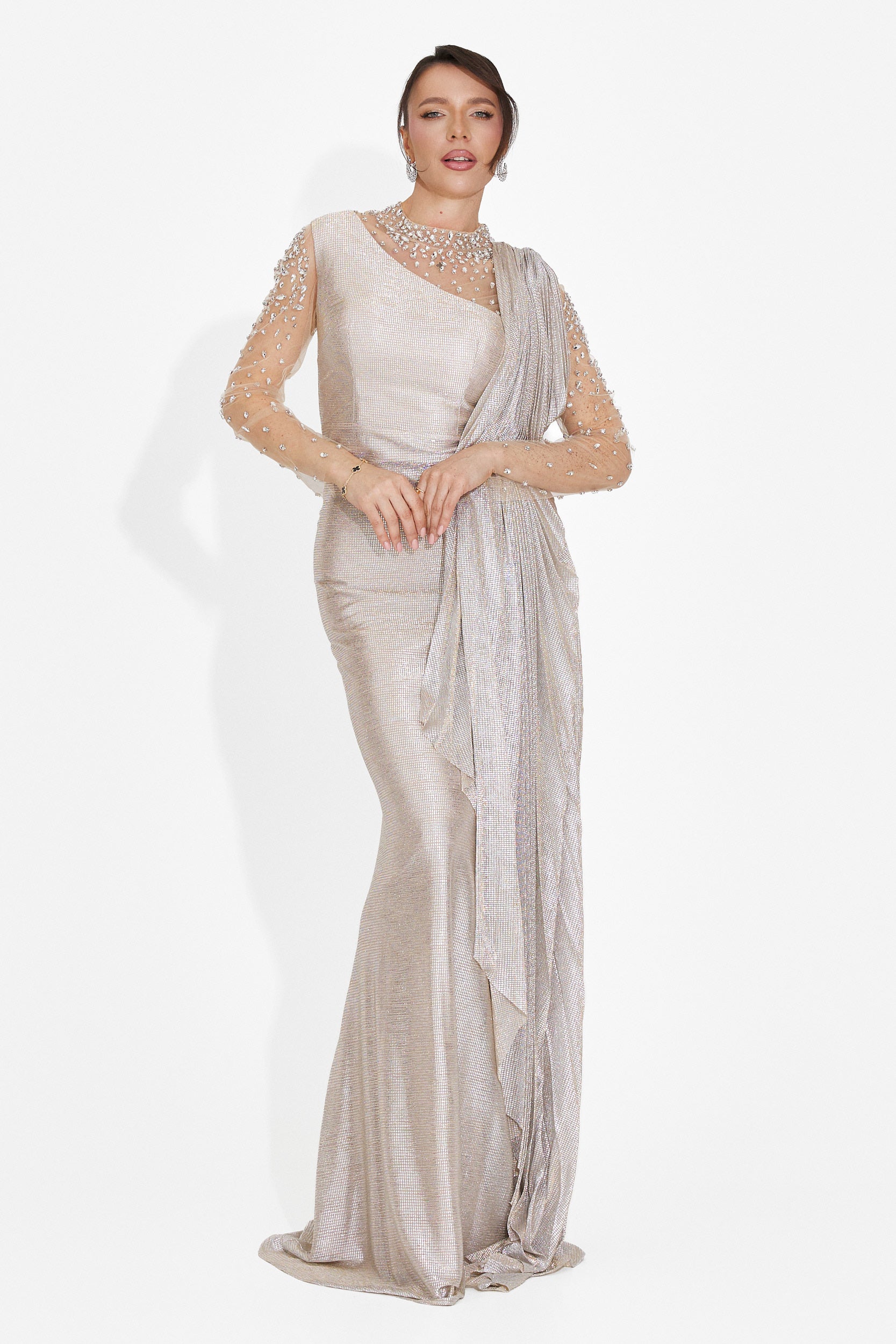 Lungo vestito beige da donna di Ysaia Bogas