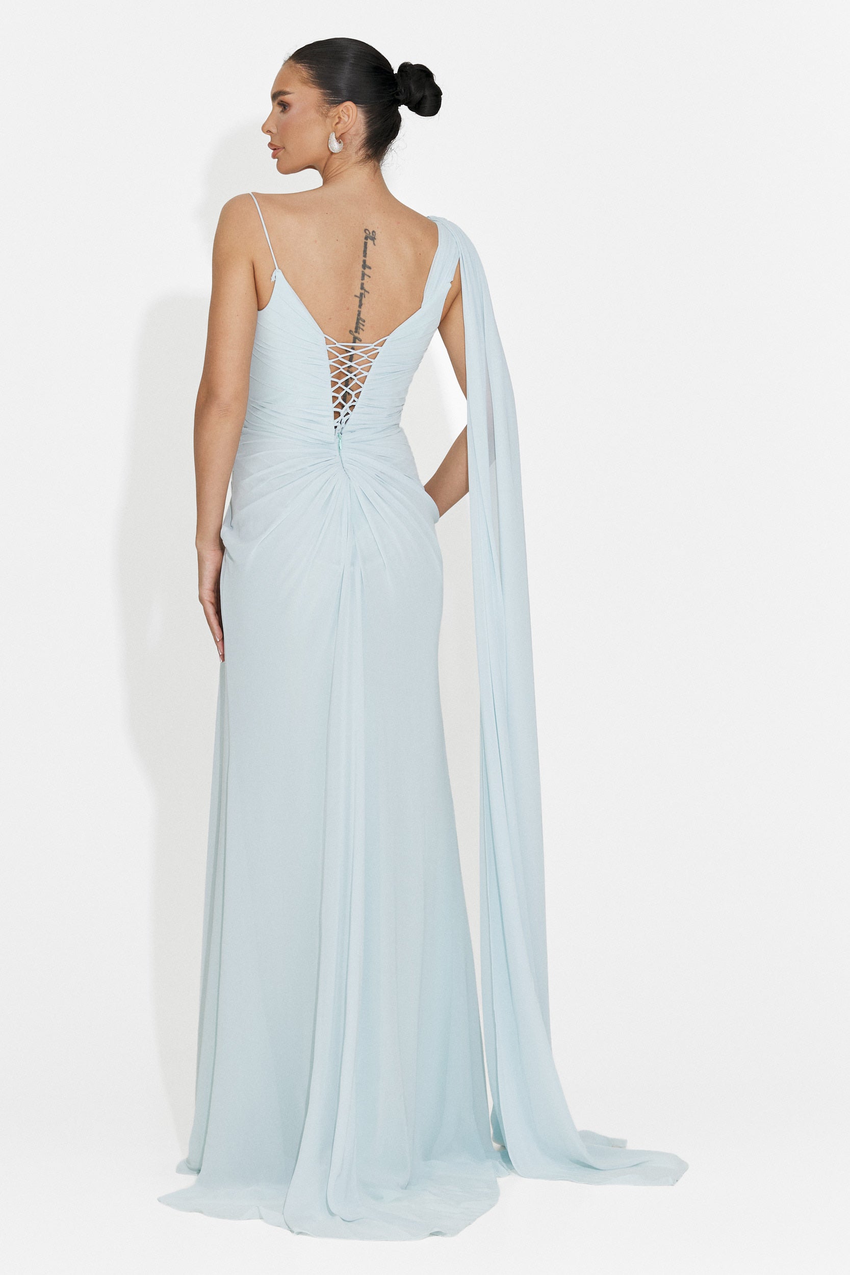 Lungo vestito blu per signore Lino Bogas