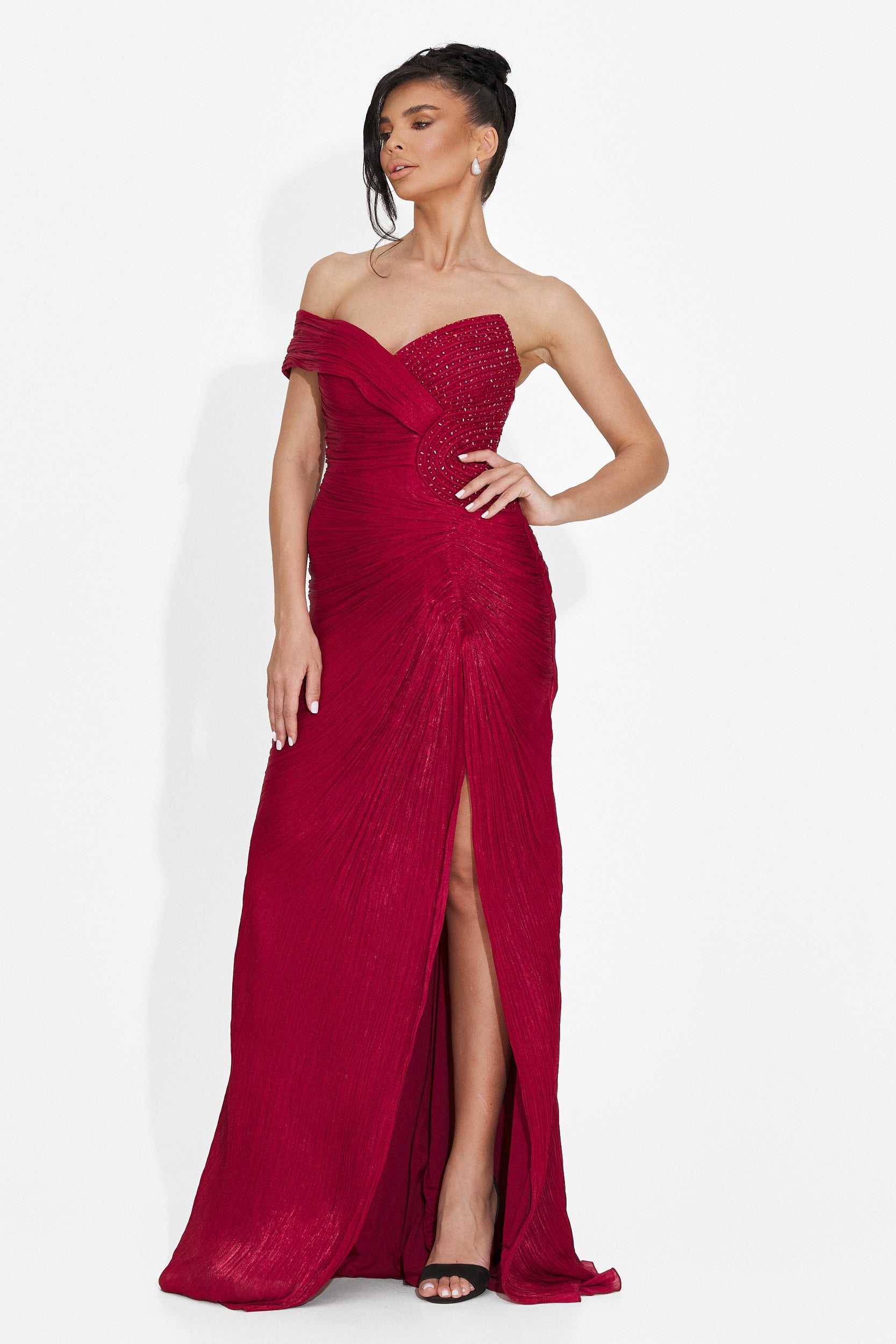 Rochie dama lunga burgundy Anevia Bogas